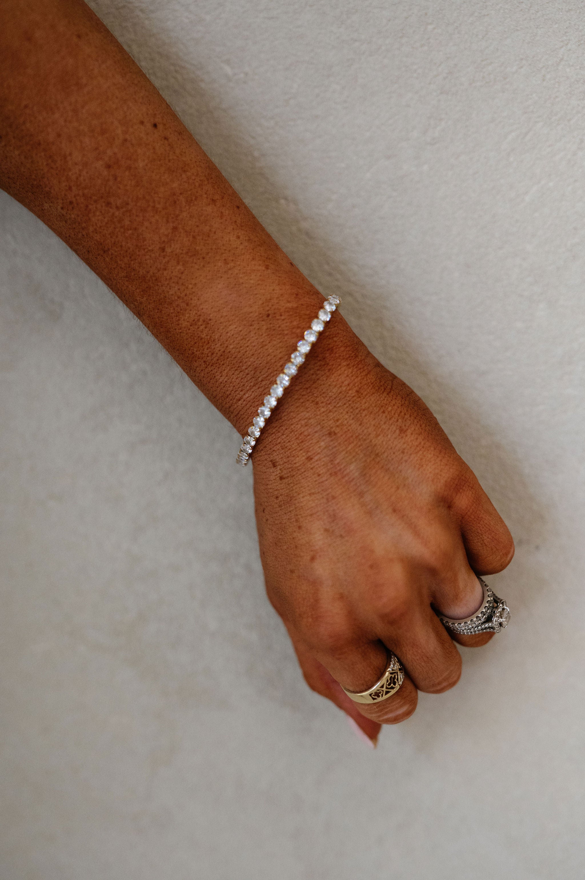 Thick Stretchy Tennis Bracelet-Gold