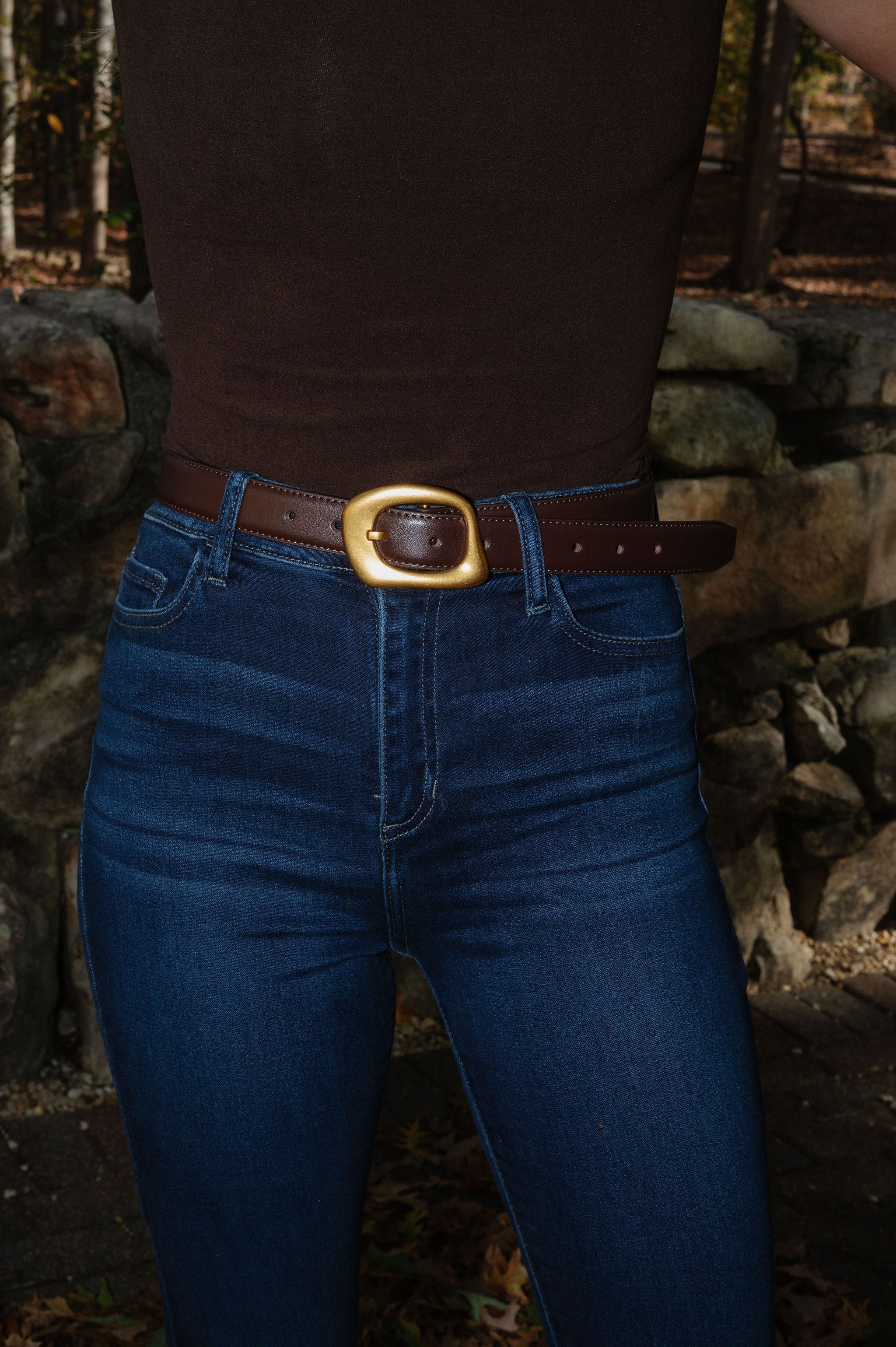 Stitched Leather Belt- Brown
