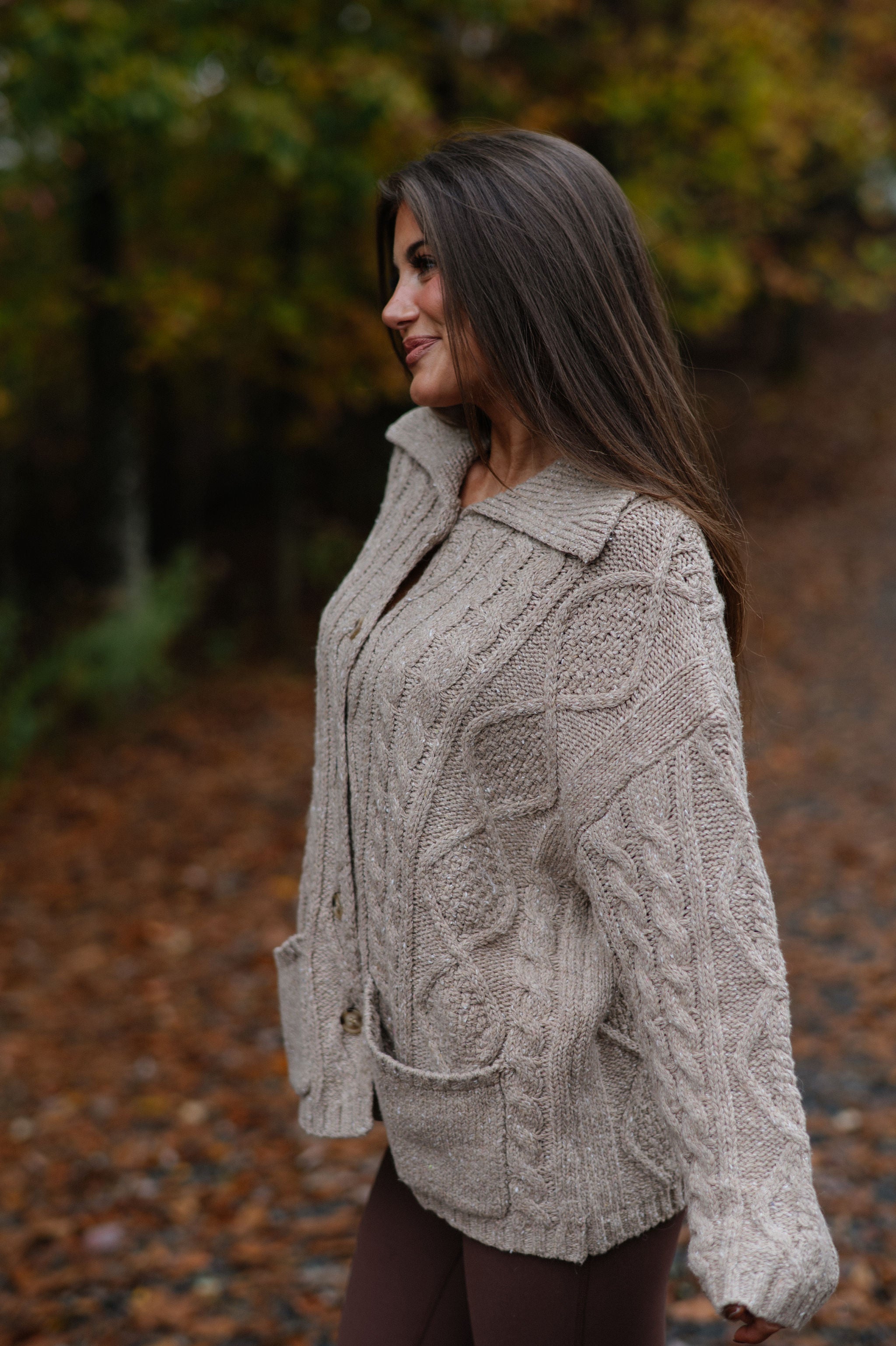 Rachel Chunky Cardigan-Beige