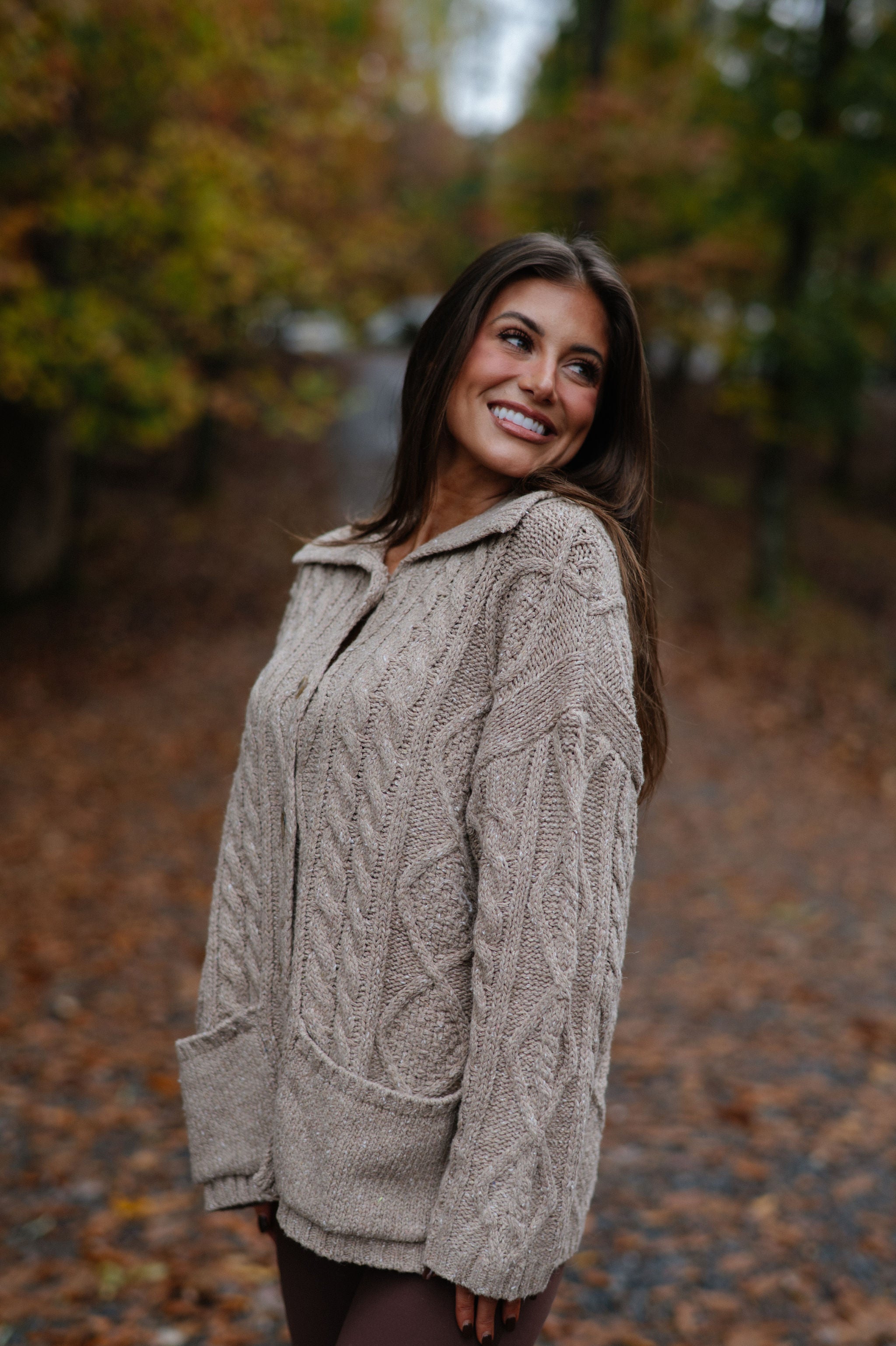 Rachel Chunky Cardigan-Beige