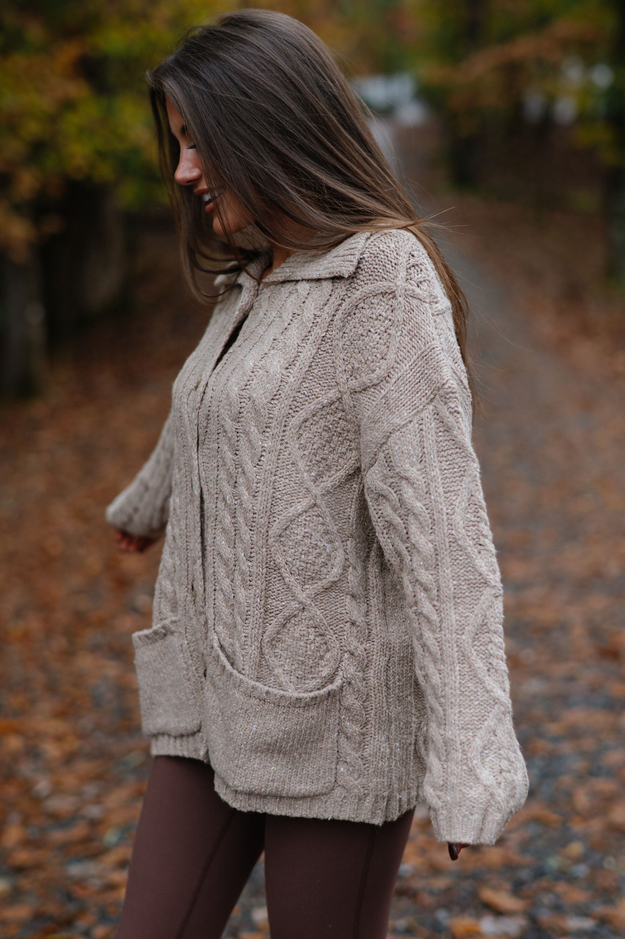 Rachel Chunky Cardigan-Beige