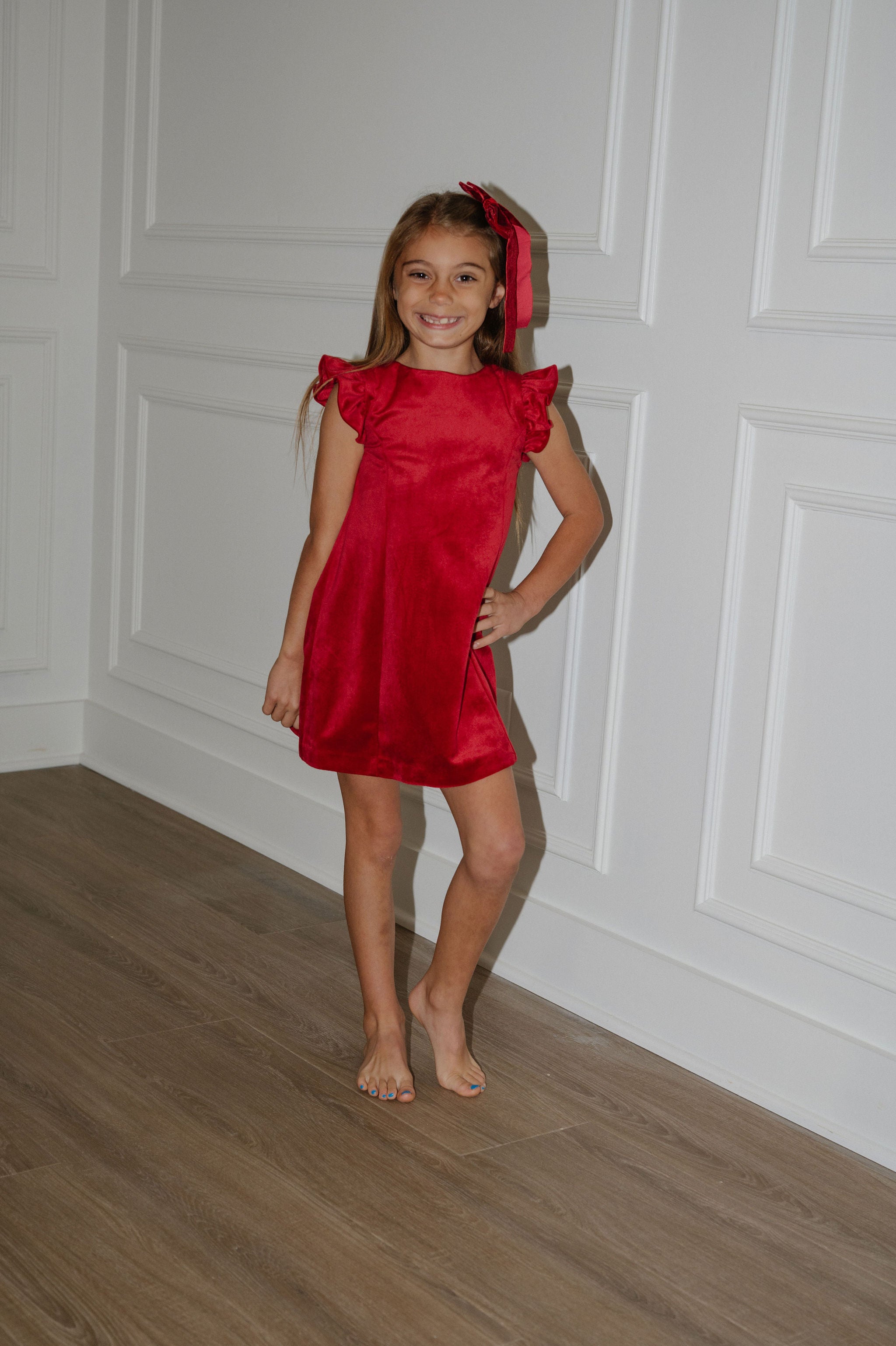Deluxe Velvet Dress-Red