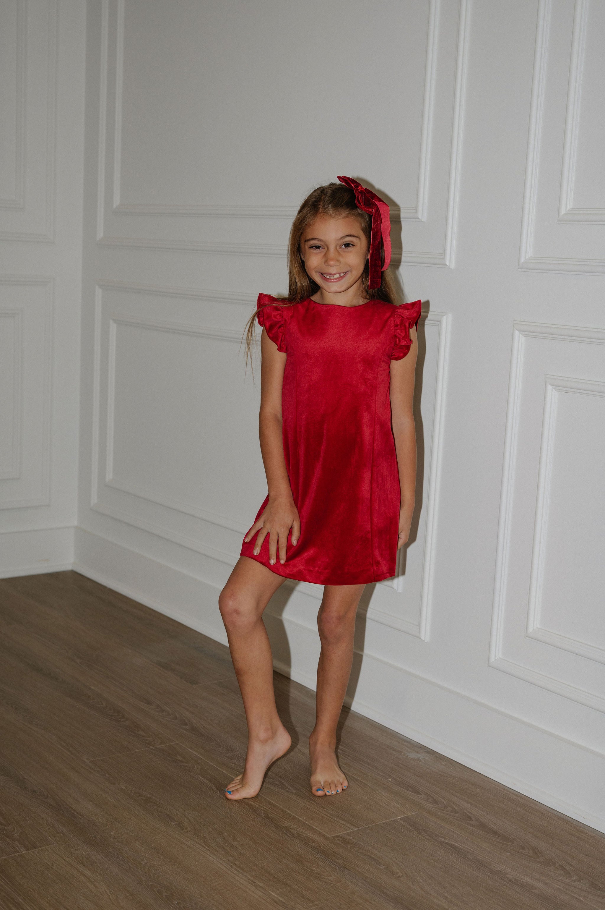 Deluxe Velvet Dress-Red