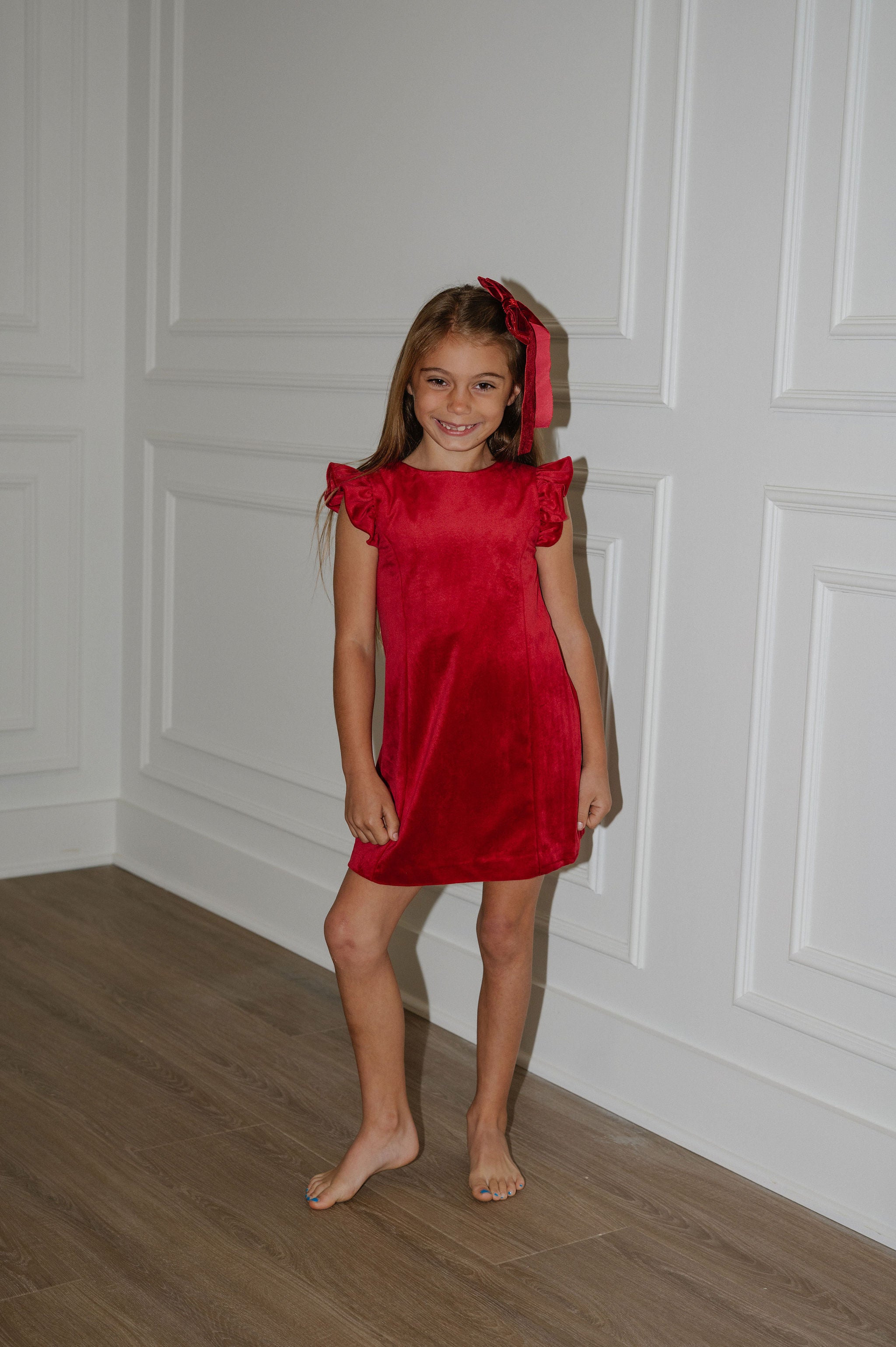 Deluxe Velvet Dress-Red