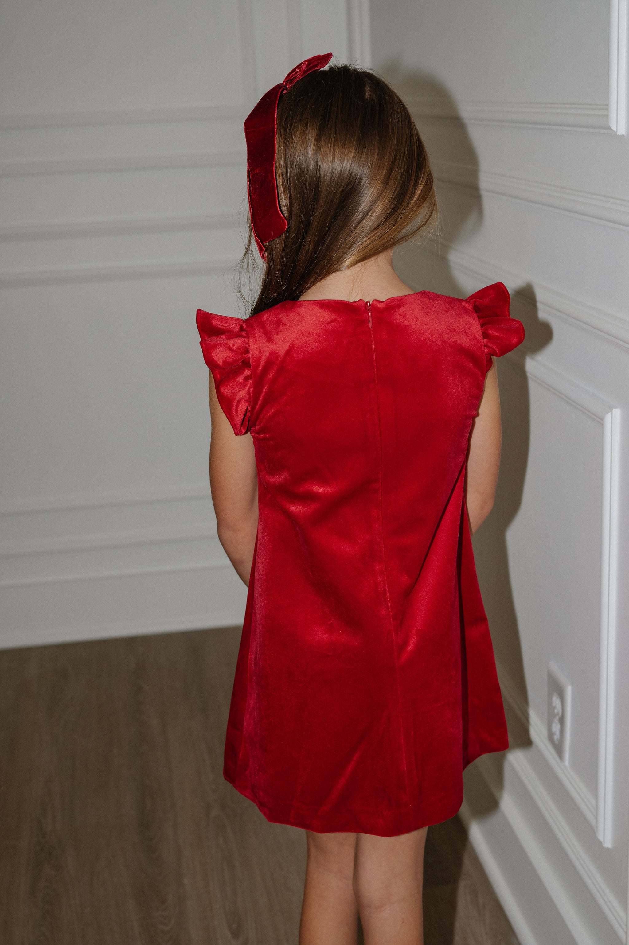 Deluxe Velvet Dress-Red