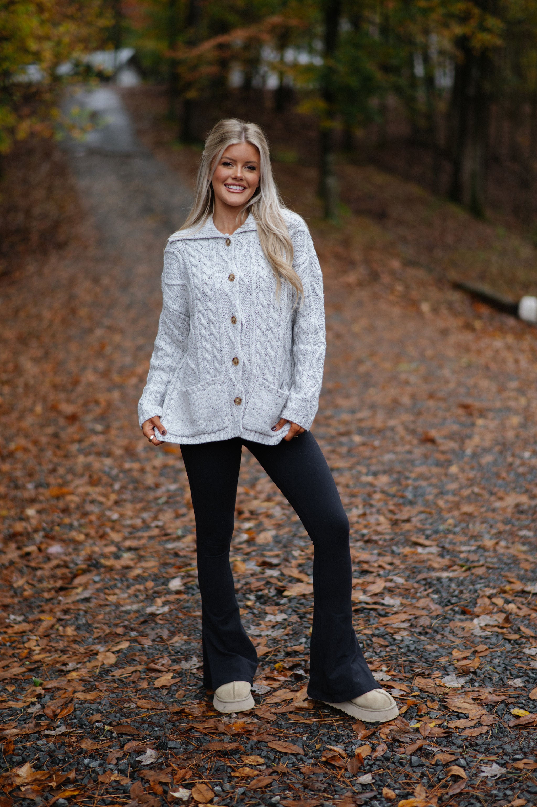 Rachel Chunky Cardigan-Heather Grey