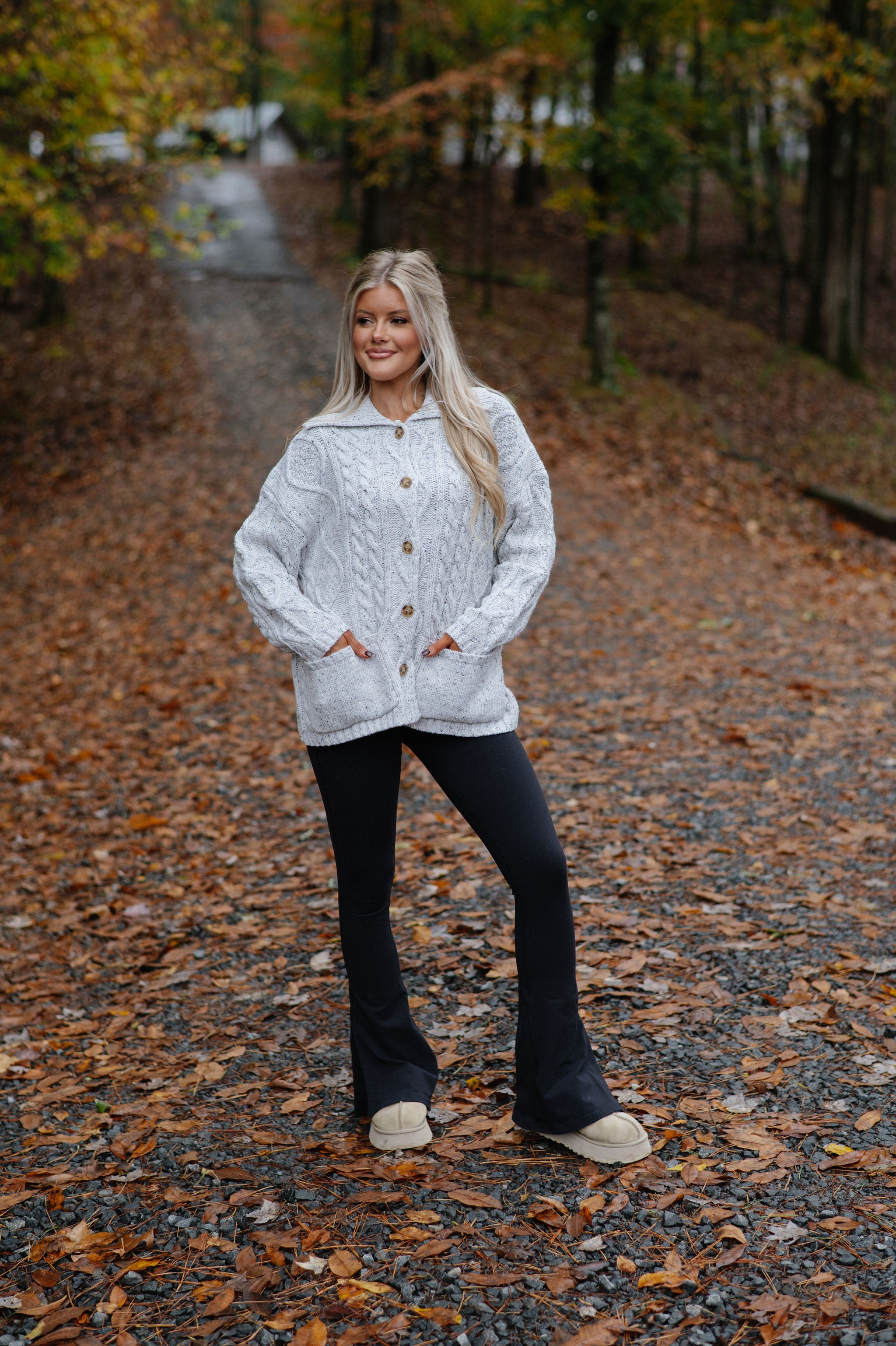 Rachel Chunky Cardigan-Heather Grey