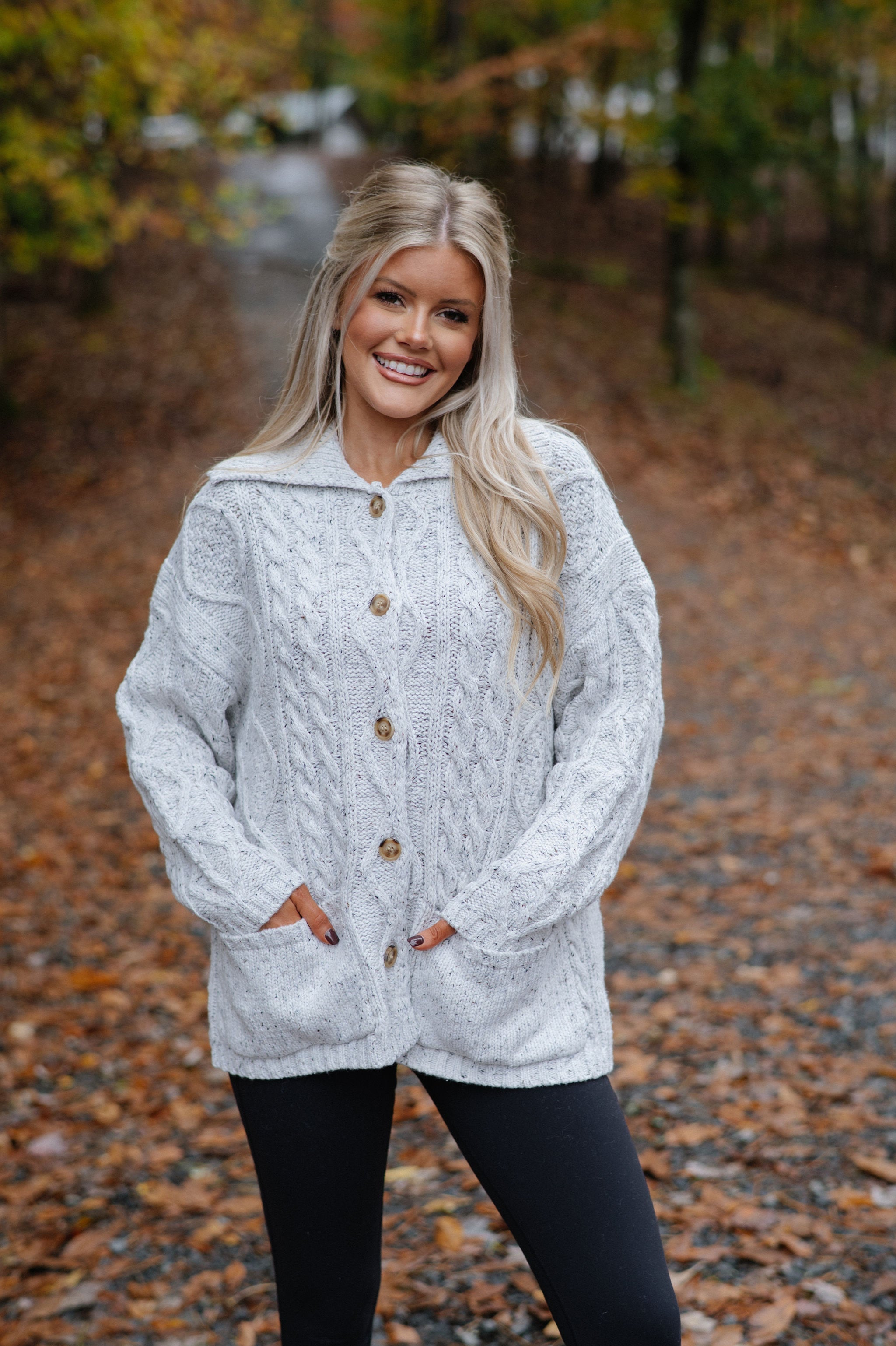 Rachel Chunky Cardigan-Heather Grey