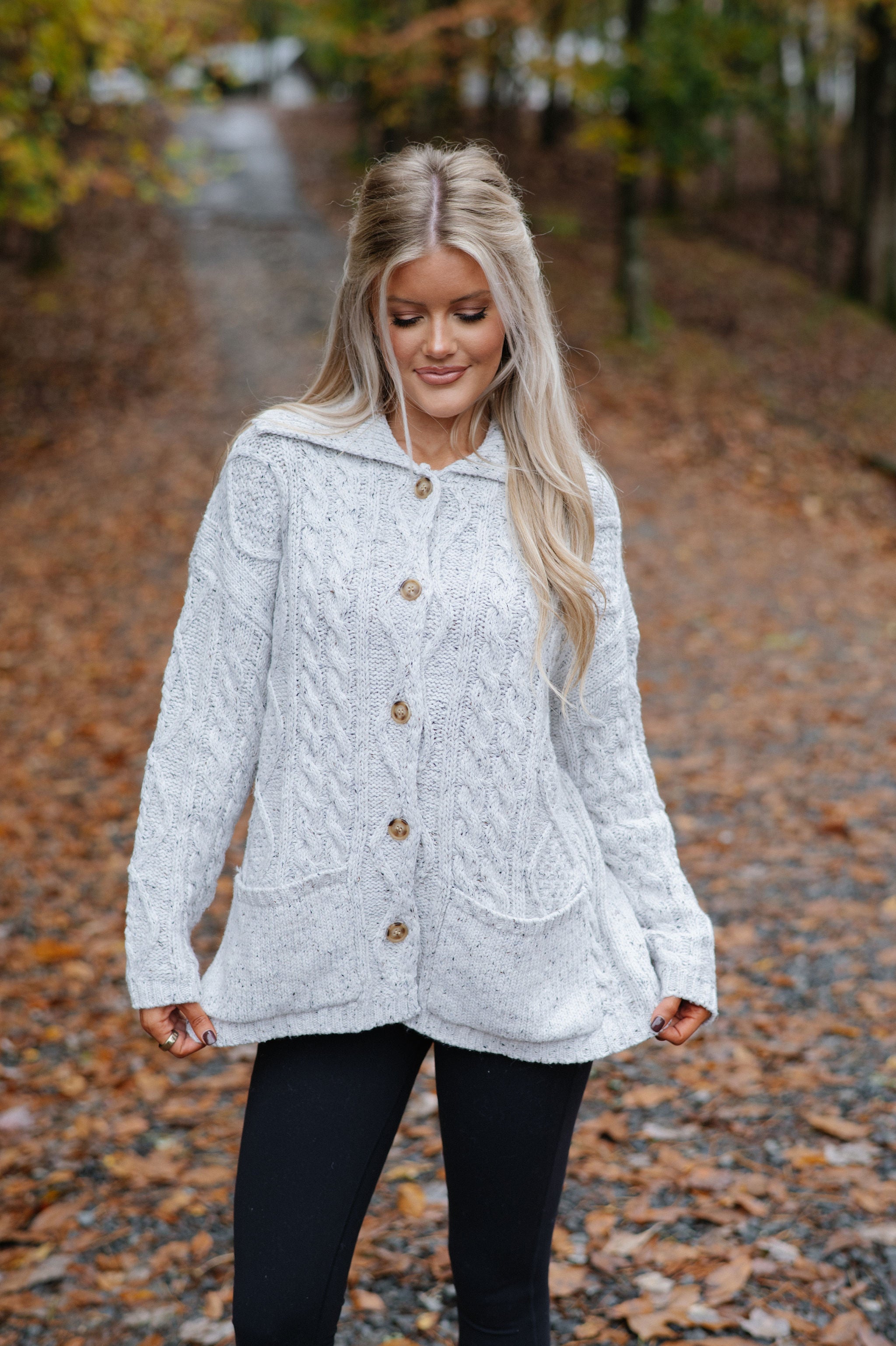 Rachel Chunky Cardigan-Heather Grey