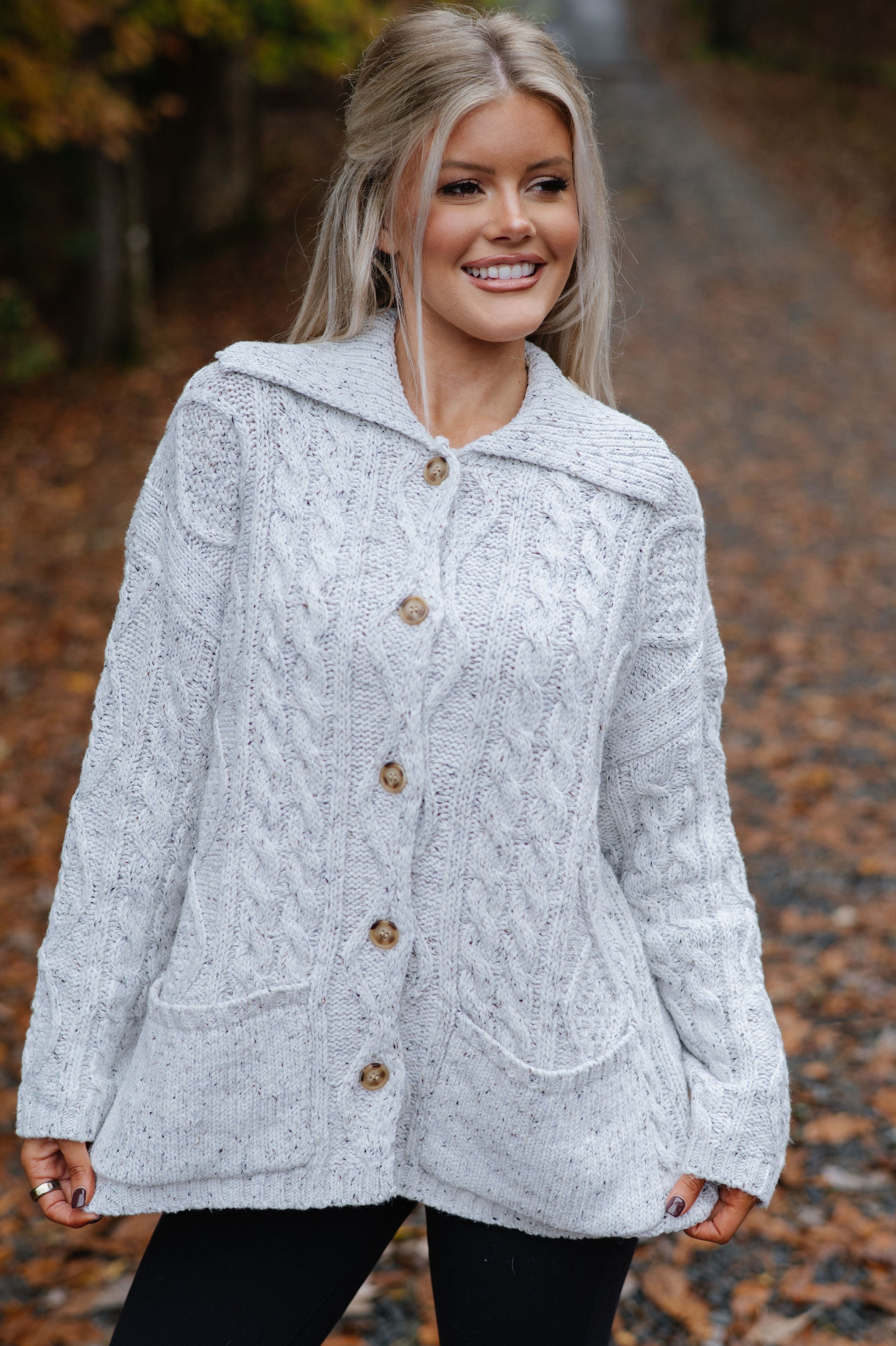 Rachel Chunky Cardigan-Heather Grey