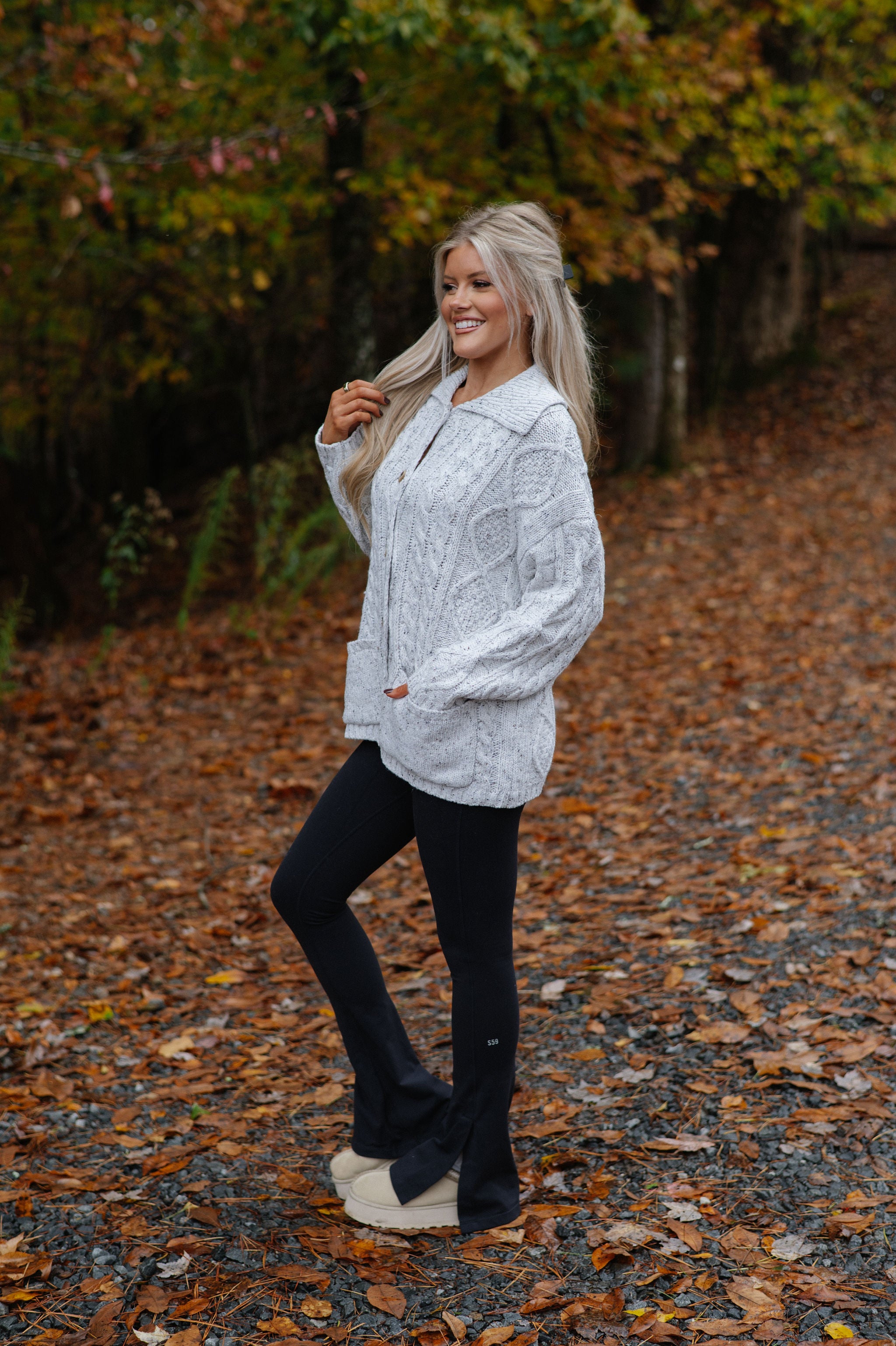 Rachel Chunky Cardigan-Heather Grey