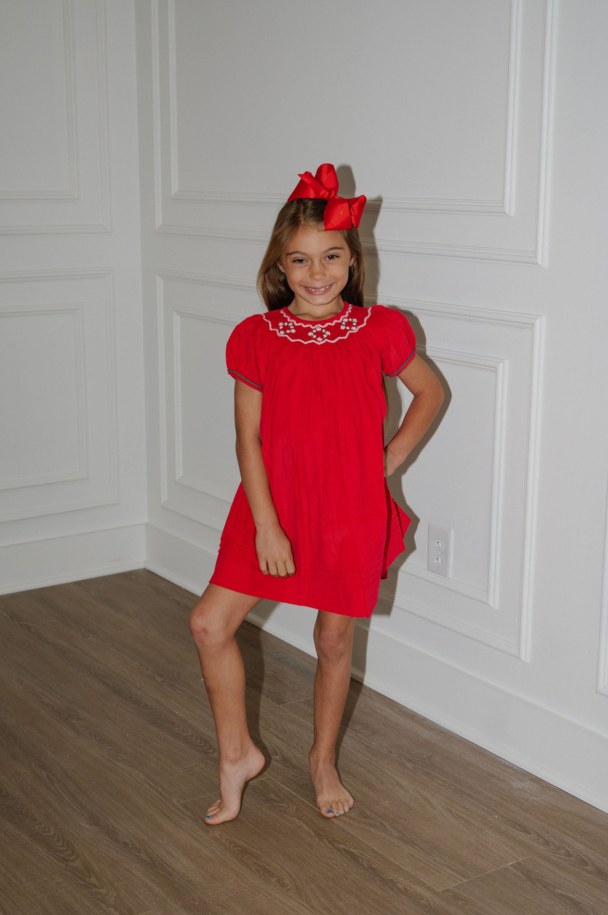 Smocked Christmas Billie Bishop Dress-Red