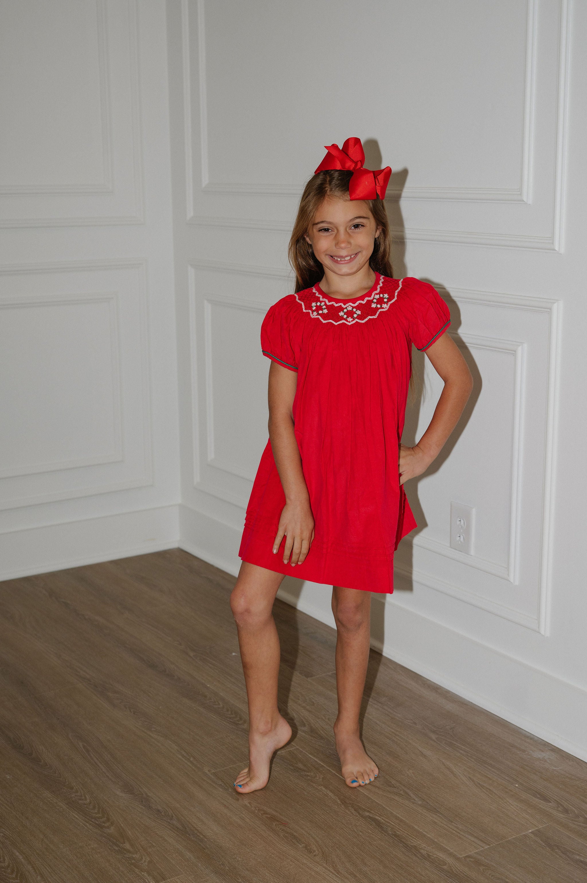 Smocked Christmas Billie Bishop Dress-Red