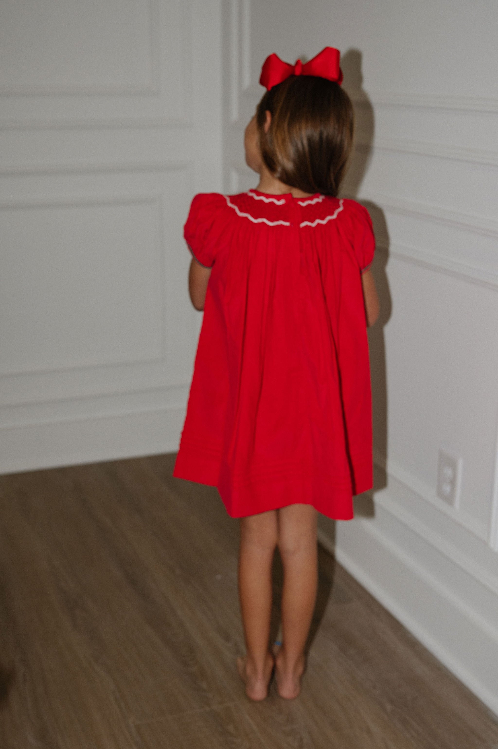 Smocked Christmas Billie Bishop Dress-Red