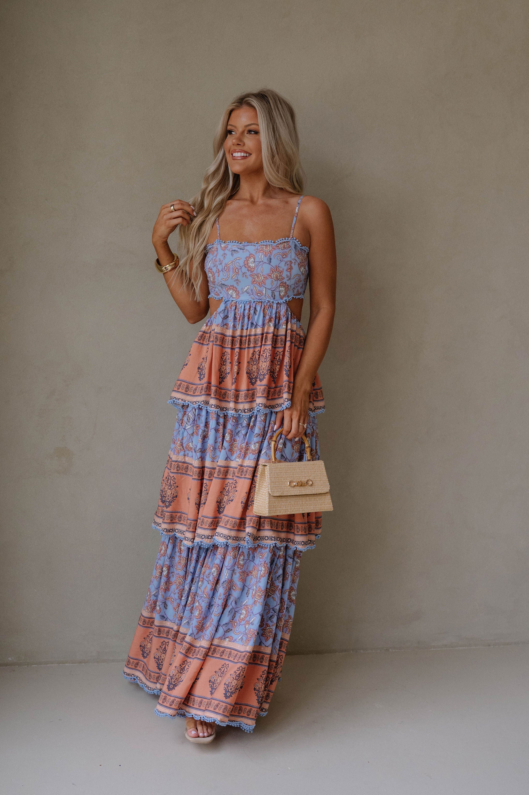 Sal Tiered Maxi Dress-Blue Multi