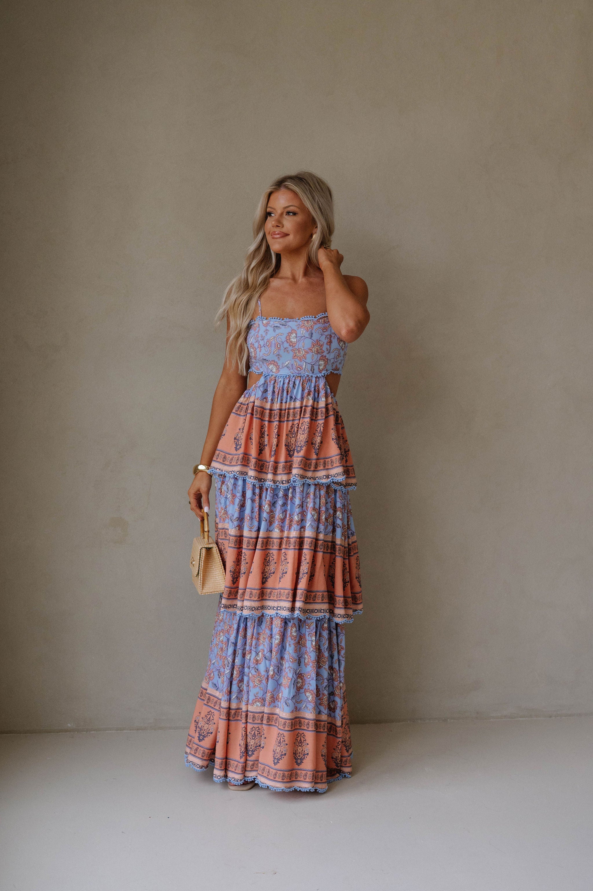 Sal Tiered Maxi Dress-Blue Multi