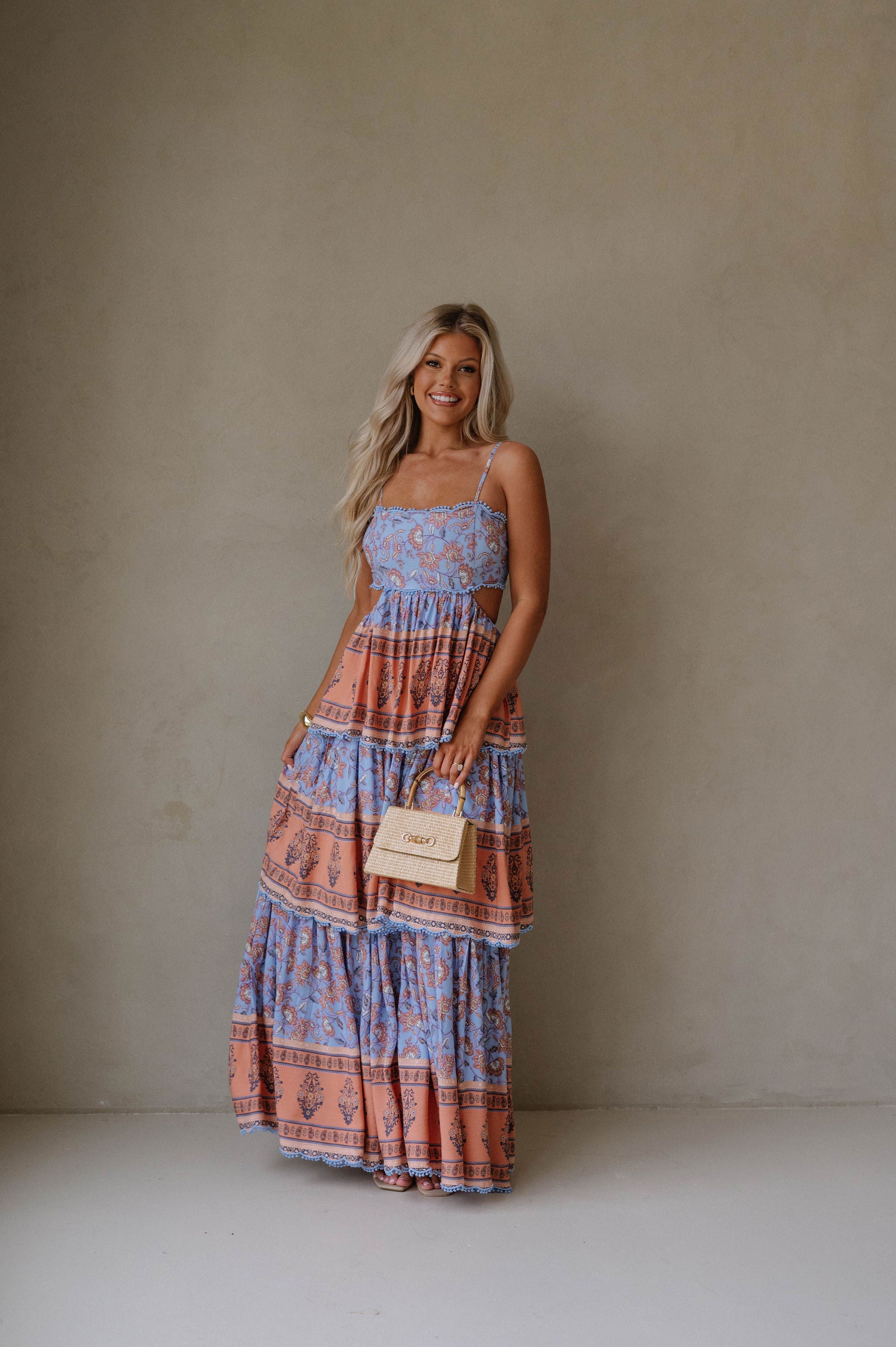 Sal Tiered Maxi Dress-Blue Multi
