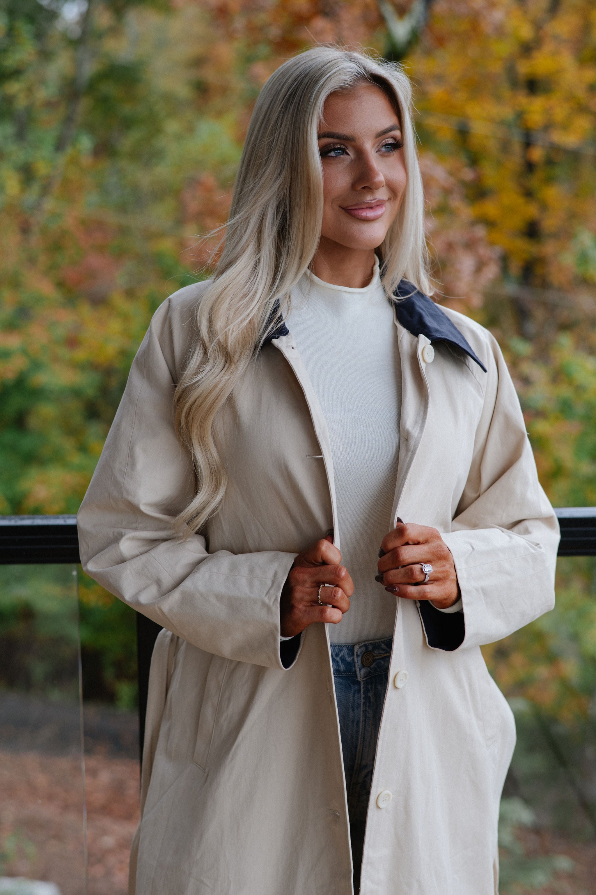 Opal Trenchcoat-Beige/Navy
