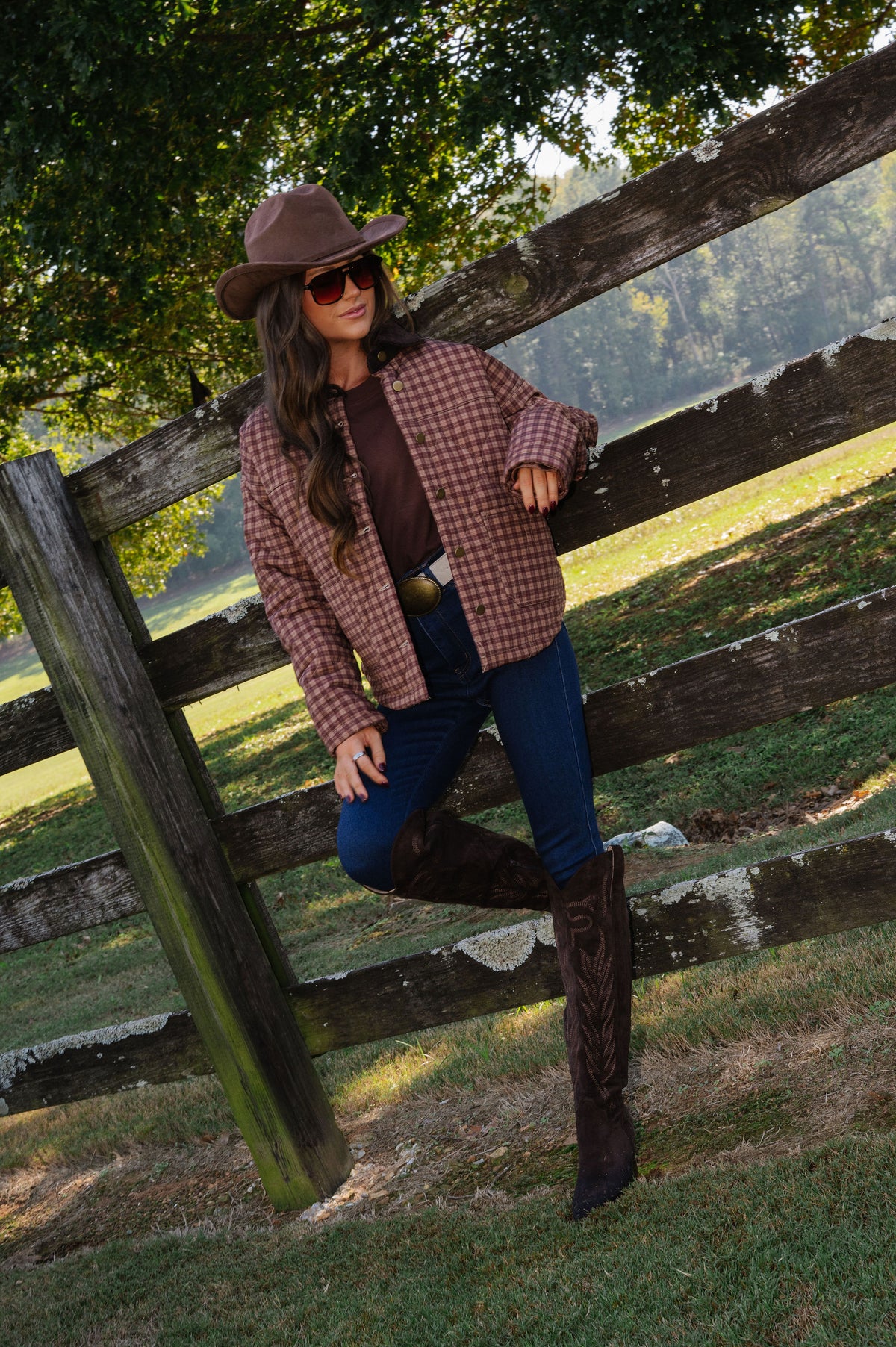 Presley Plaid Jacket-Brown