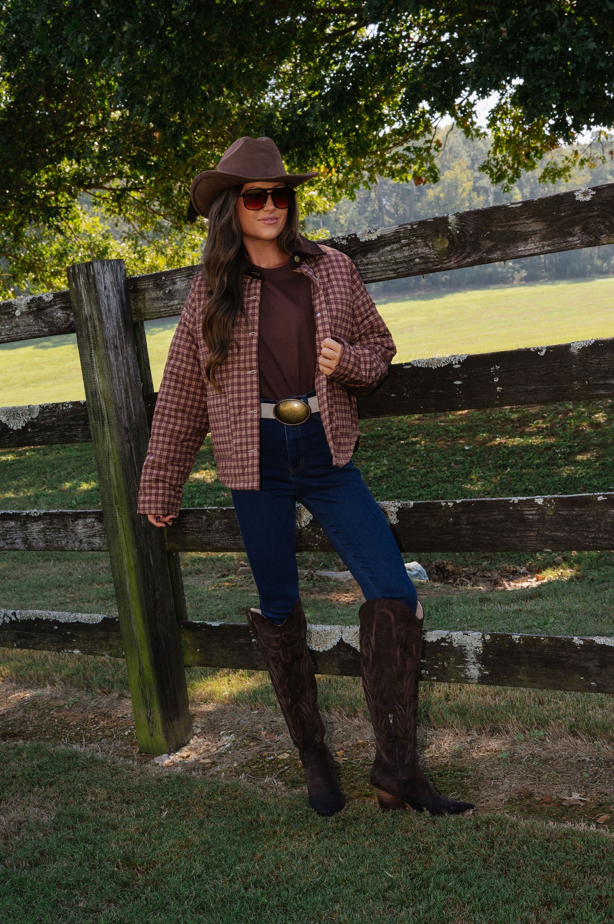Presley Plaid Jacket-Brown