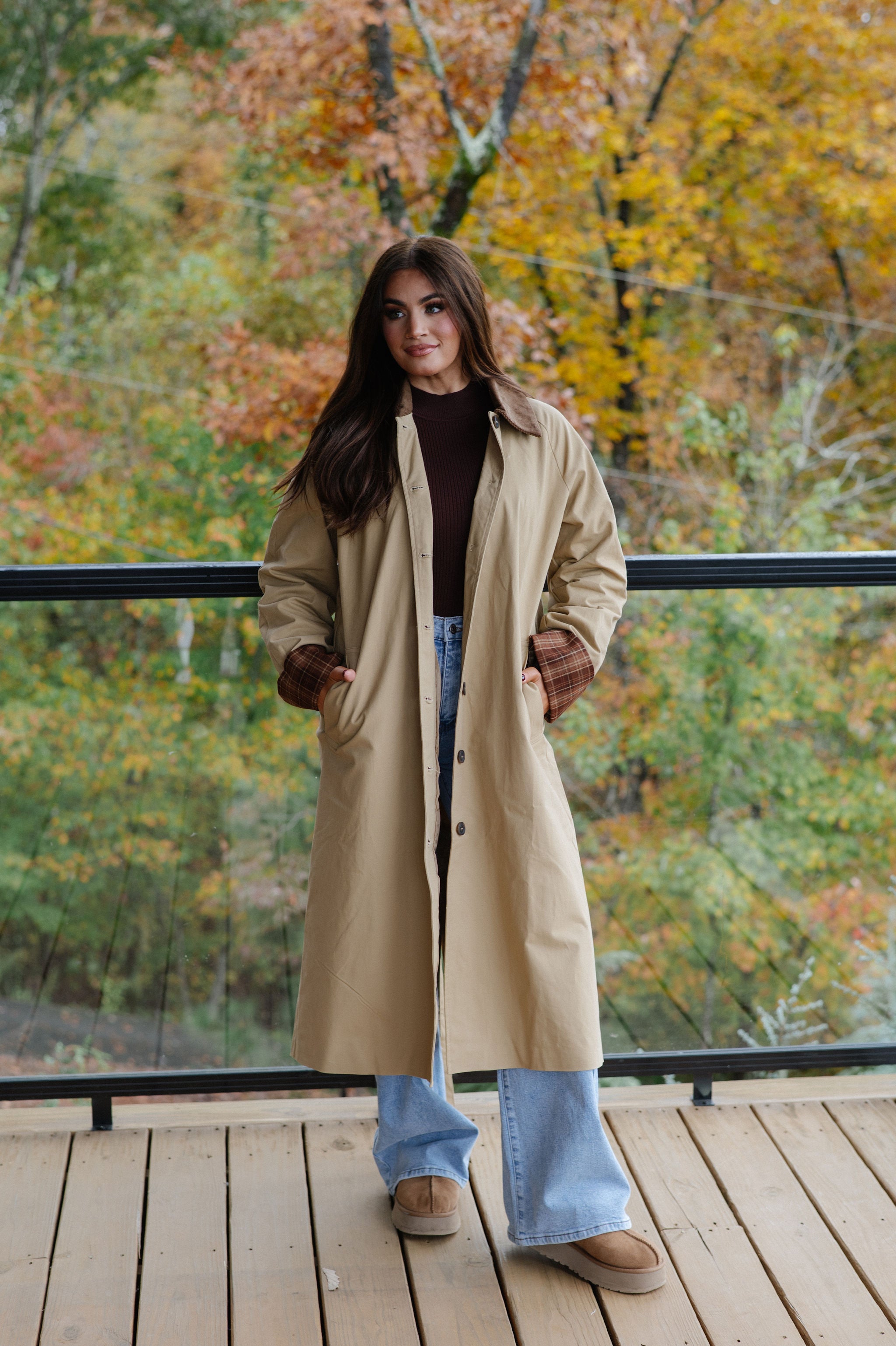 Corduroy Collar Coat-Khaki