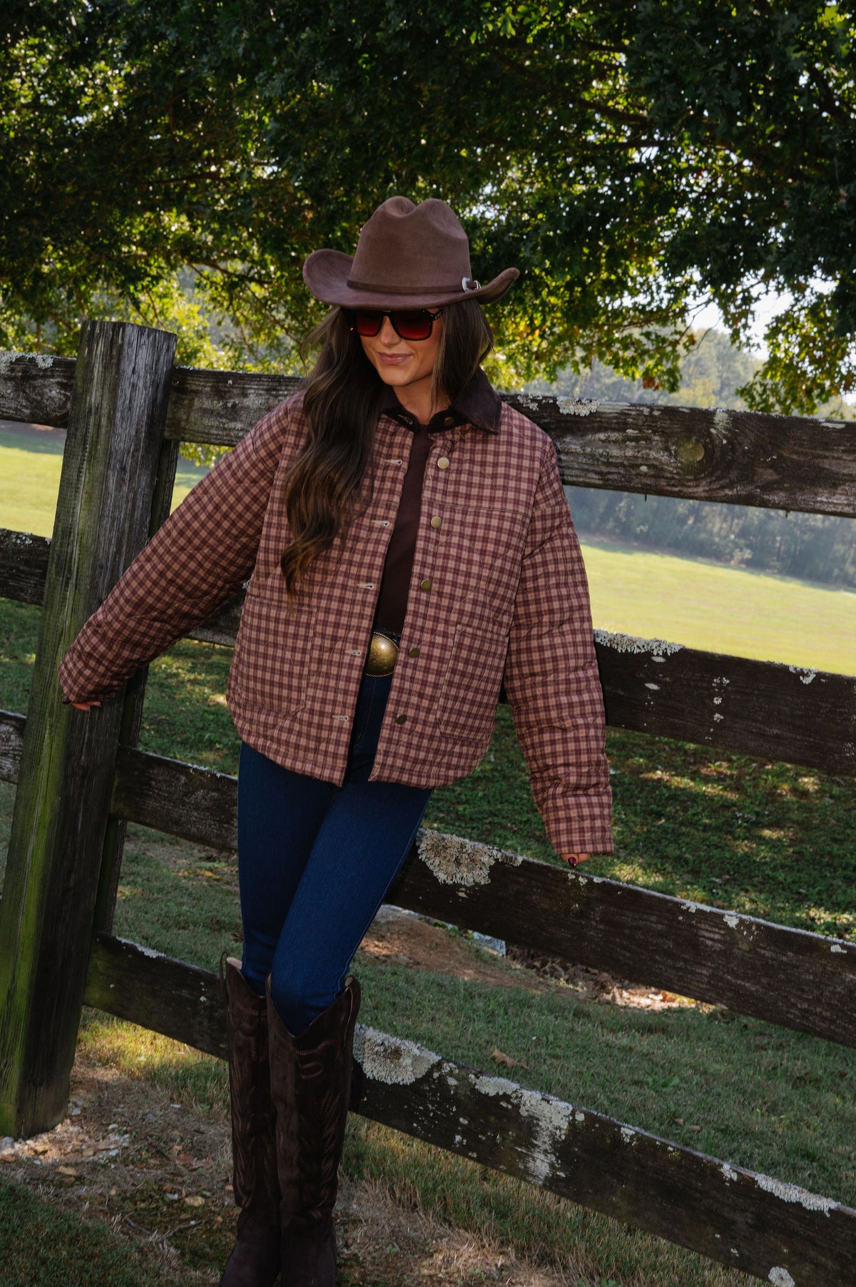 Presley Plaid Jacket-Brown
