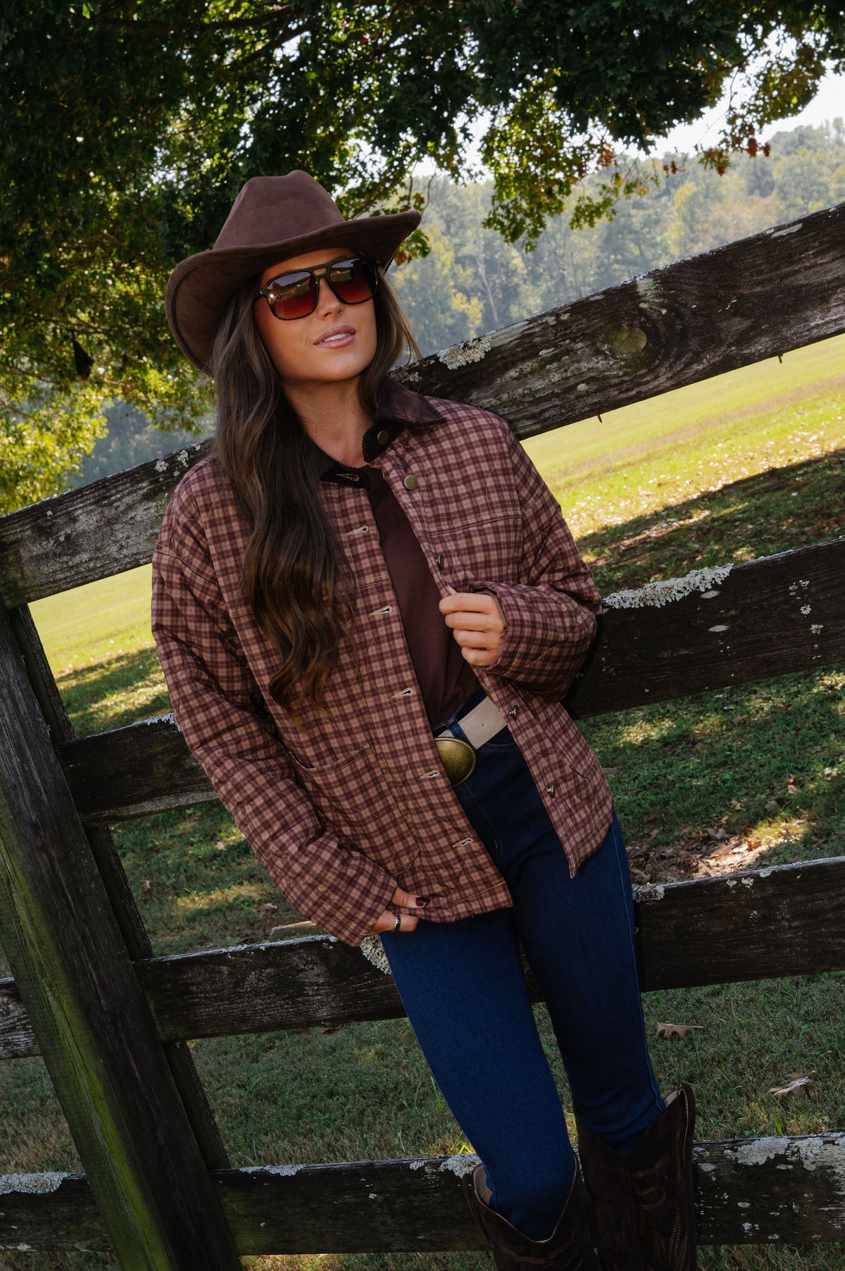 Presley Plaid Jacket-Brown