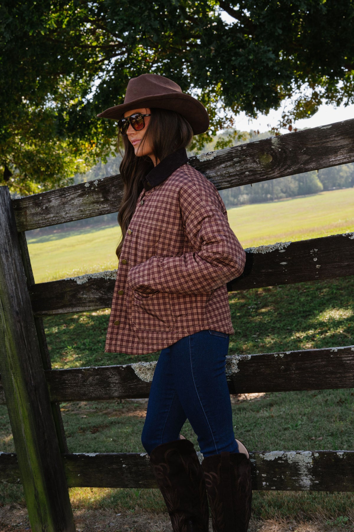 Presley Plaid Jacket-Brown