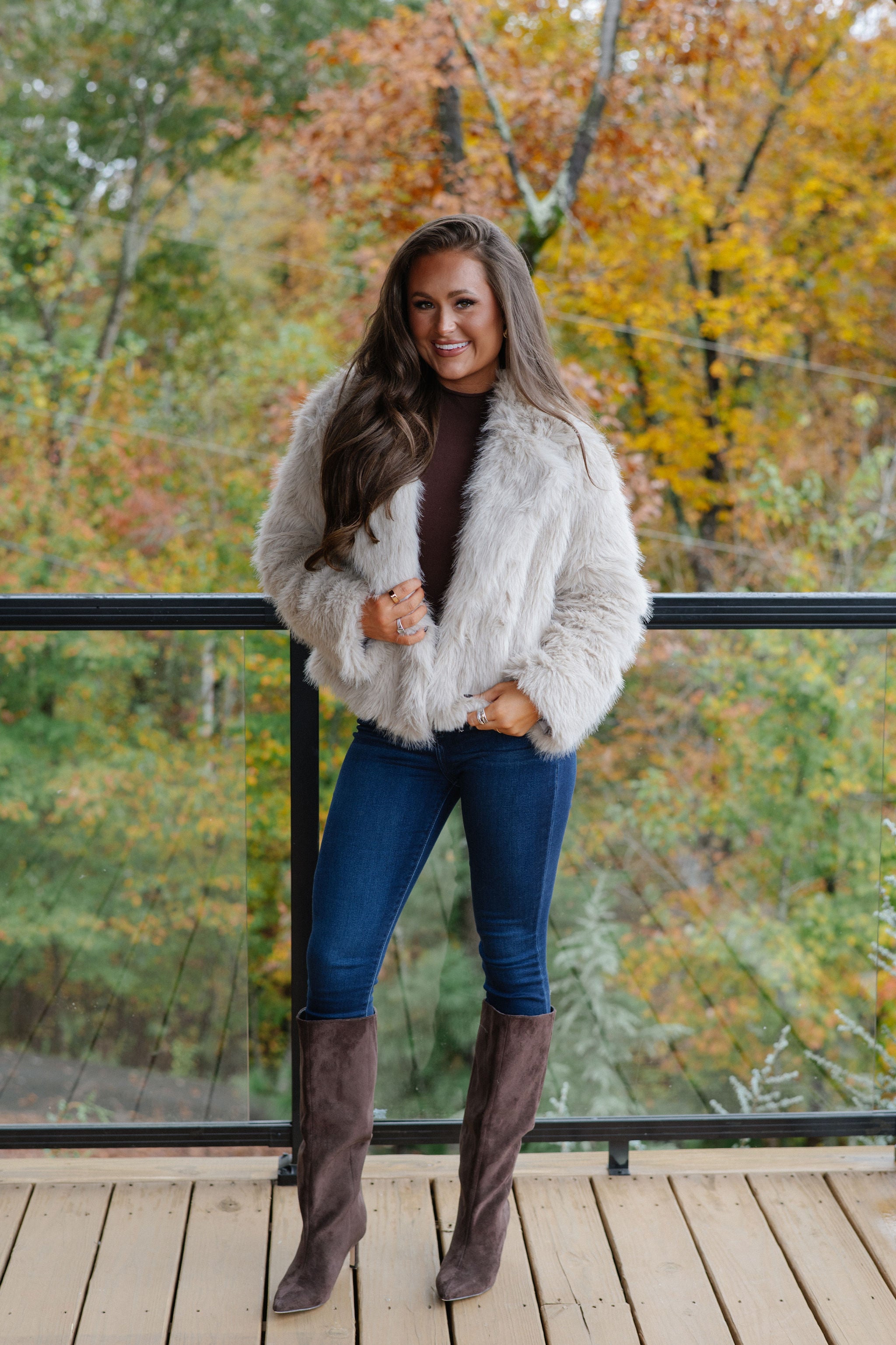 Kaden Fur Jacket-Taupe