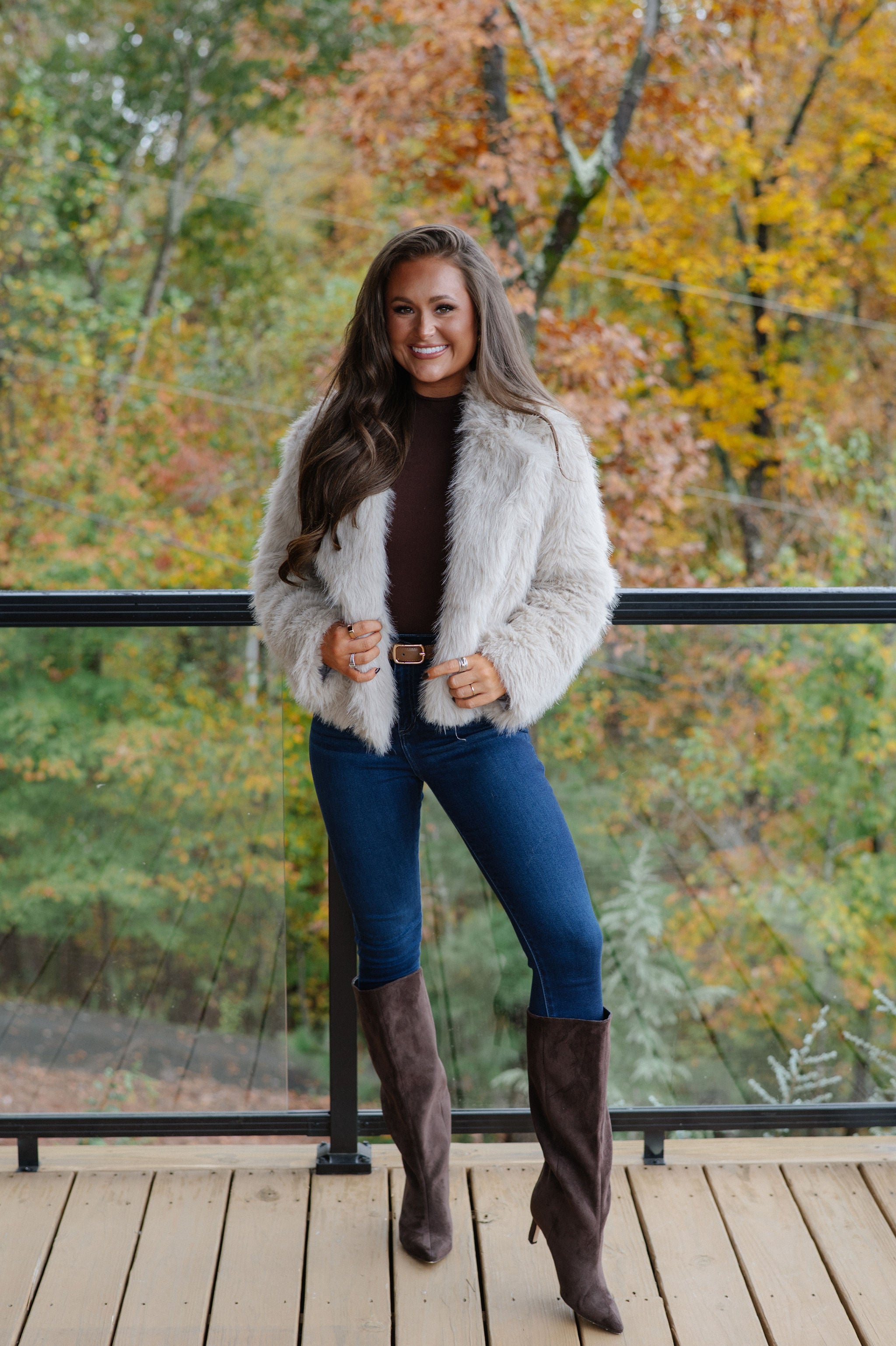 Kaden Fur Jacket-Taupe
