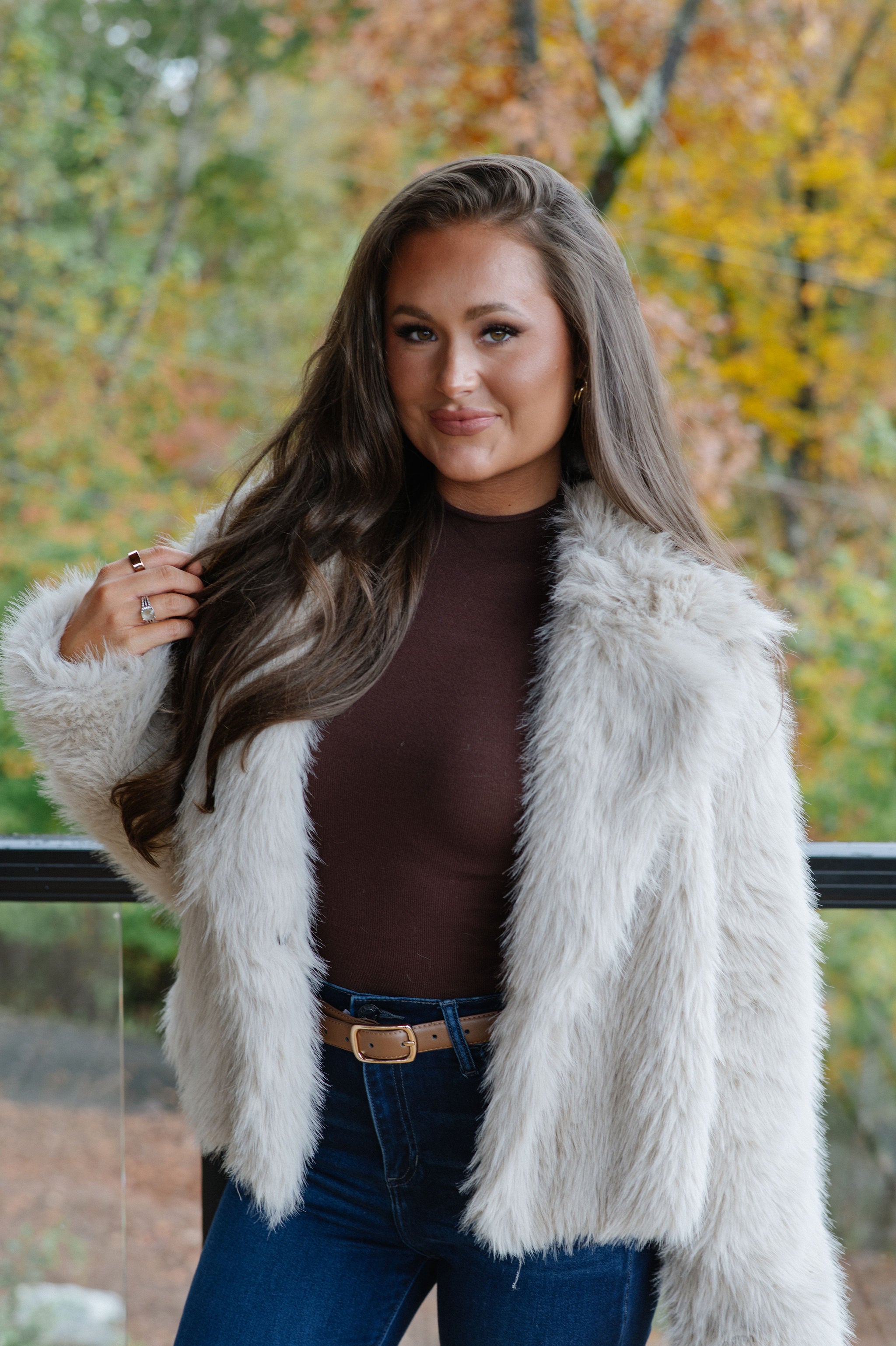 Kaden Fur Jacket-Taupe