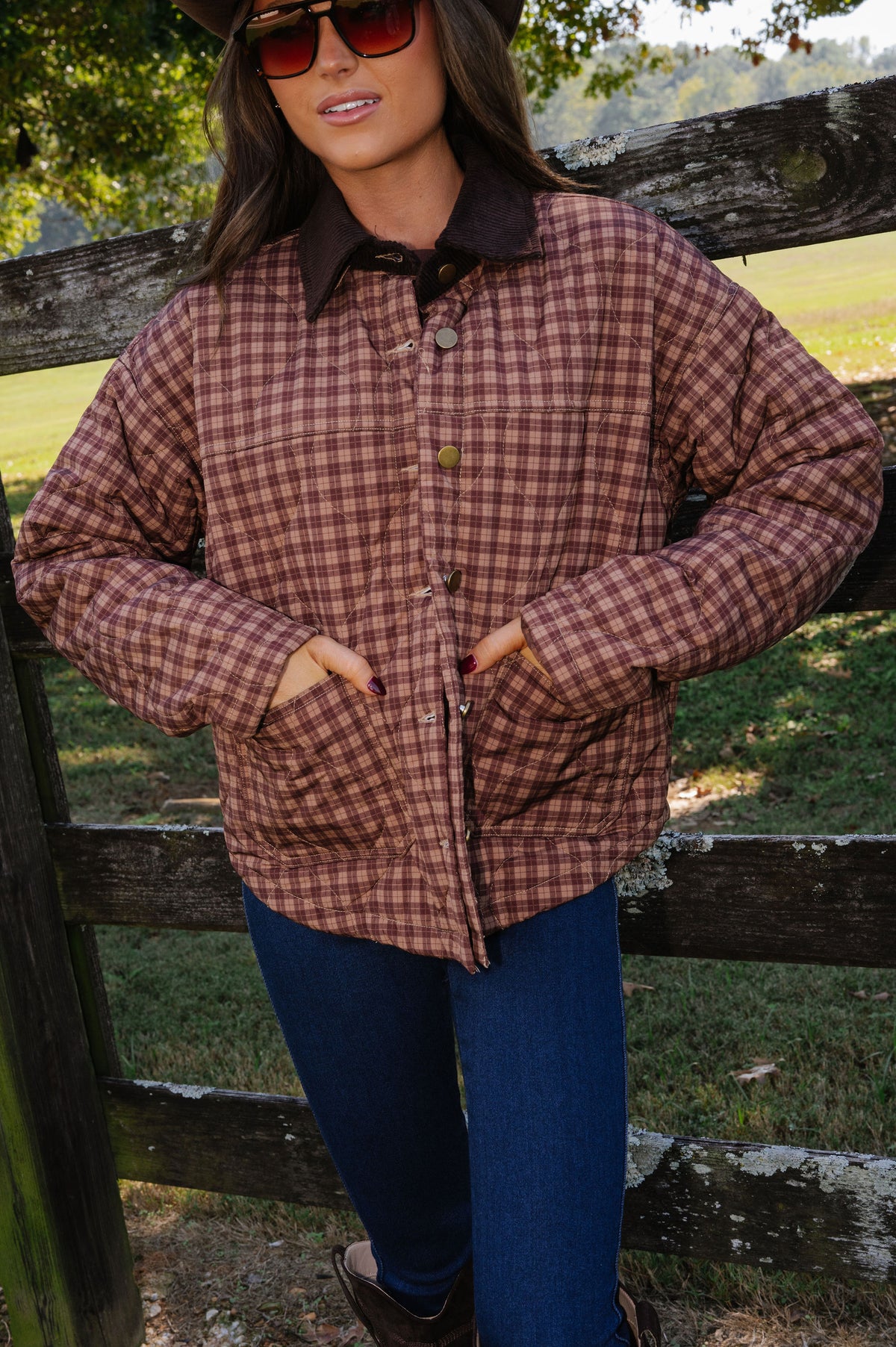 Presley Plaid Jacket-Brown