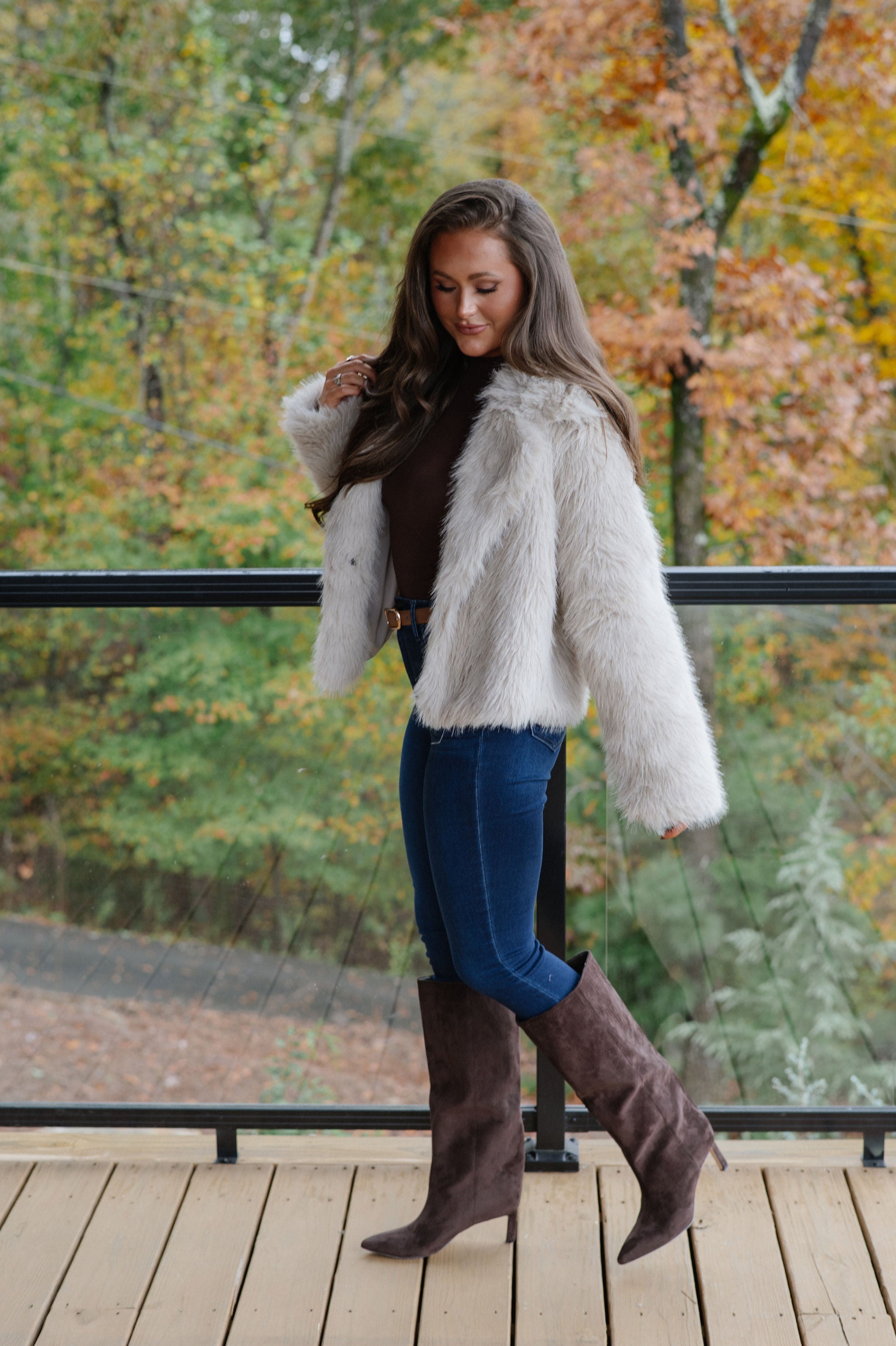 Kaden Fur Jacket-Taupe