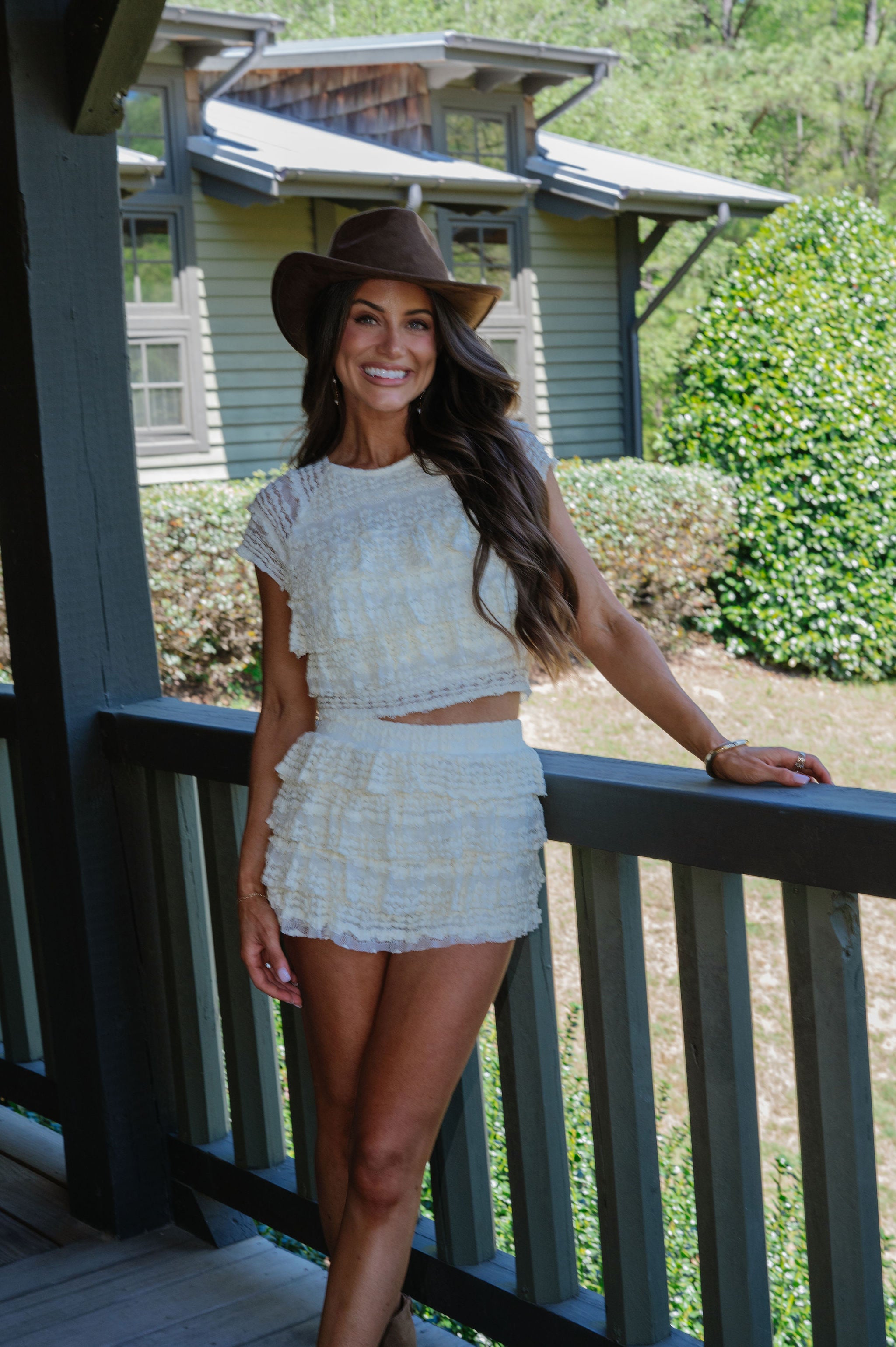 Opal Lace Tiered Skort Set-Ivory petite!
