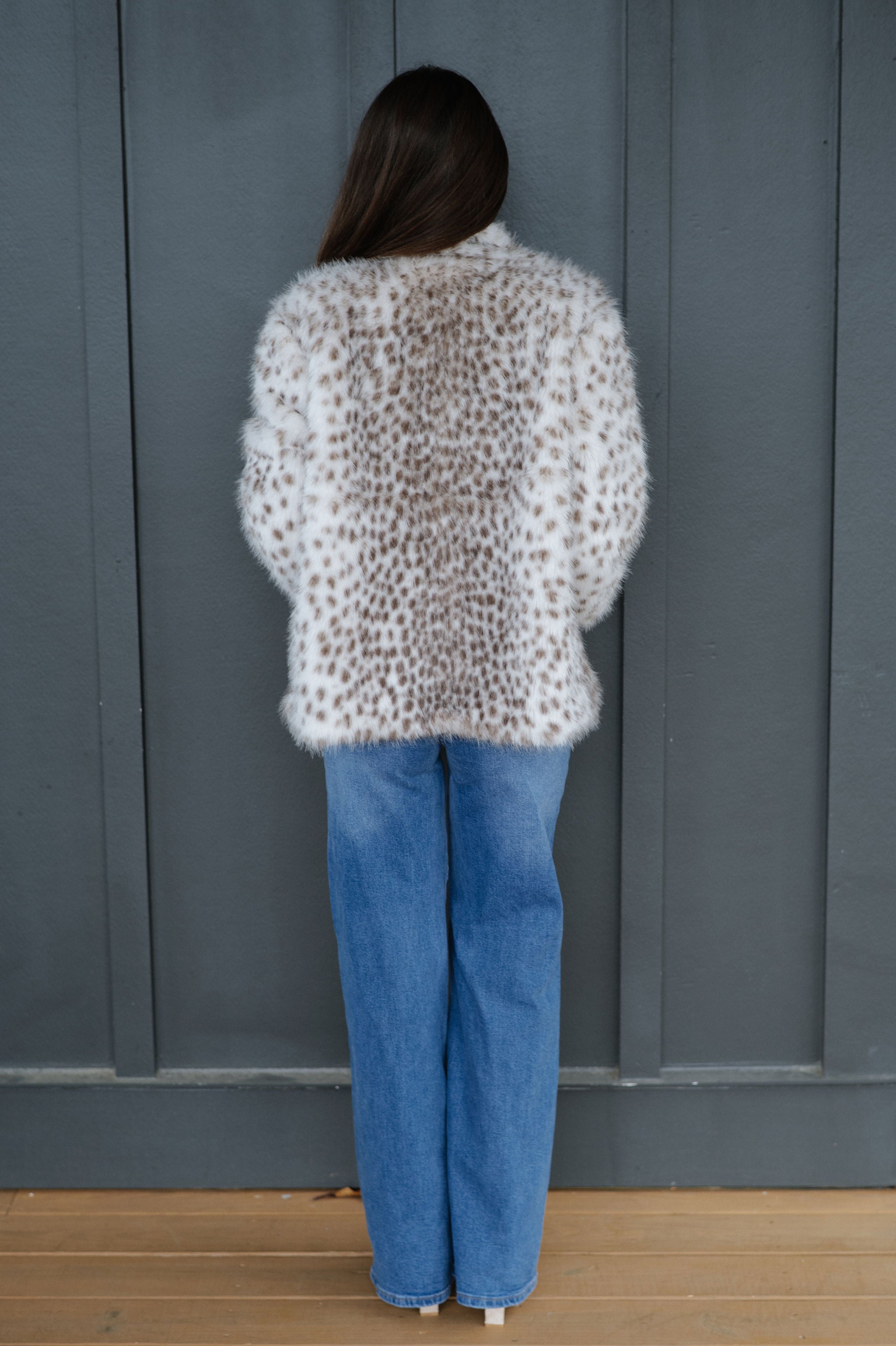 Spotted Fur Jacket-Cream