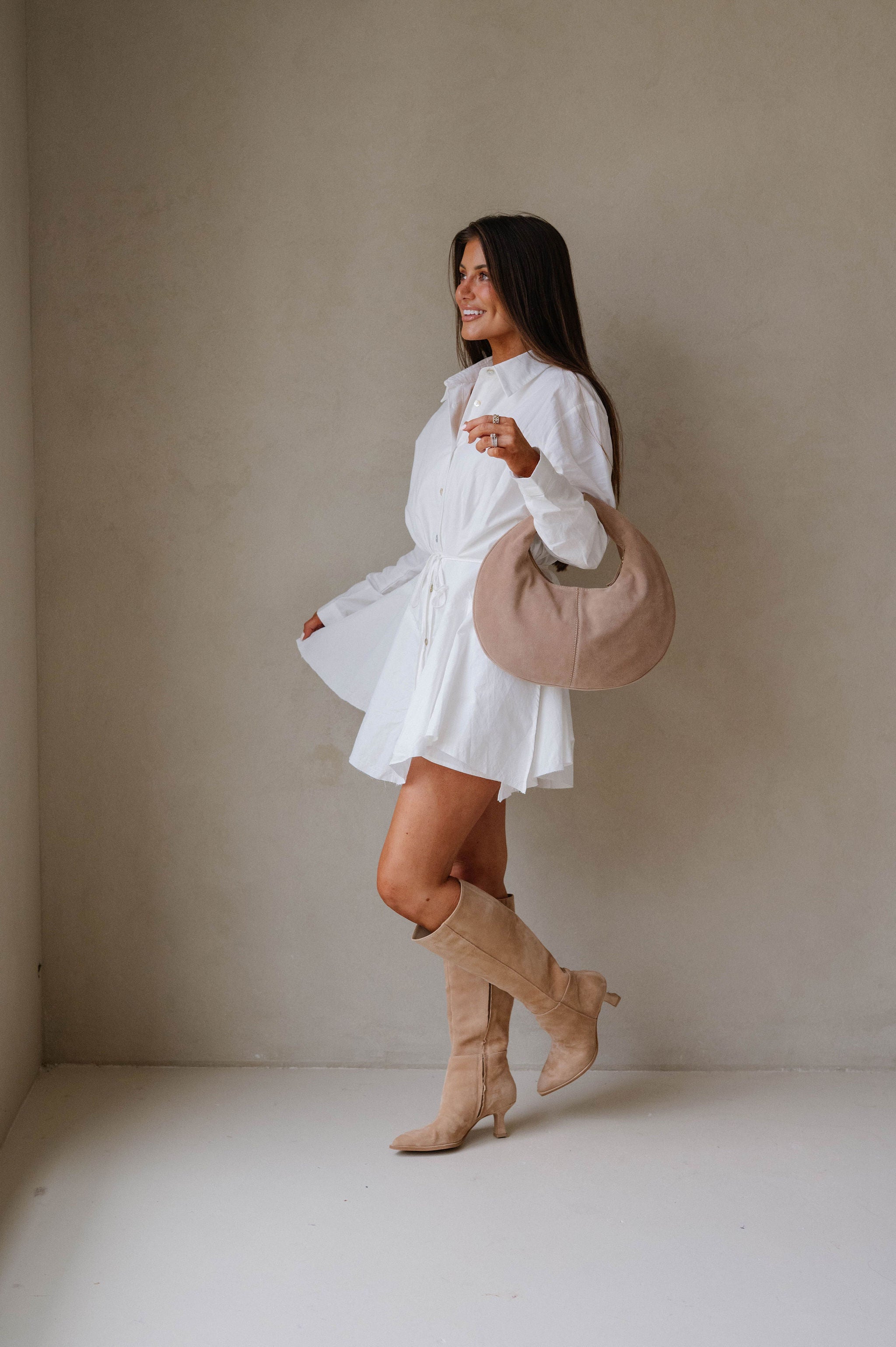 Belted Handkerchief Shirt Romper-Cream