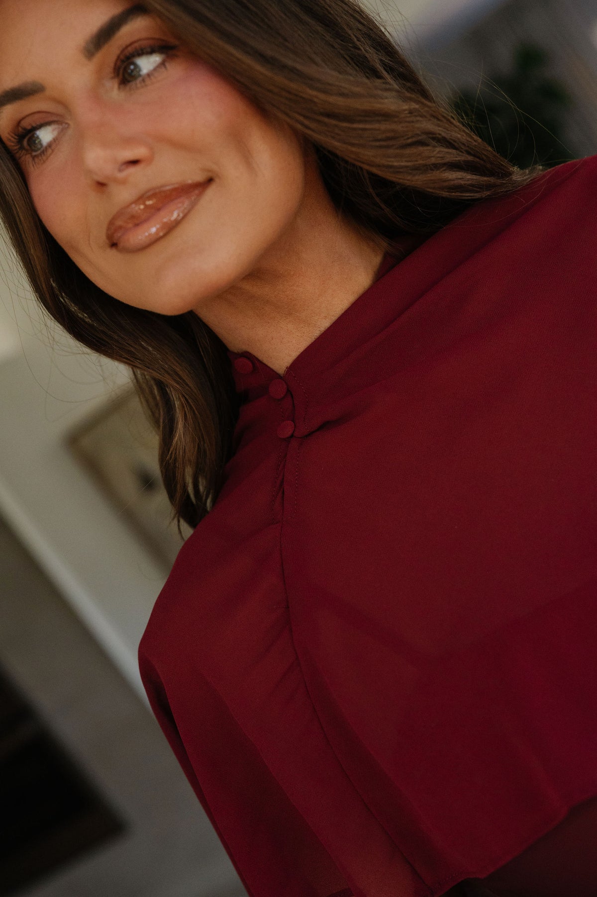 Eden Cape Mini Dress-Burgundy