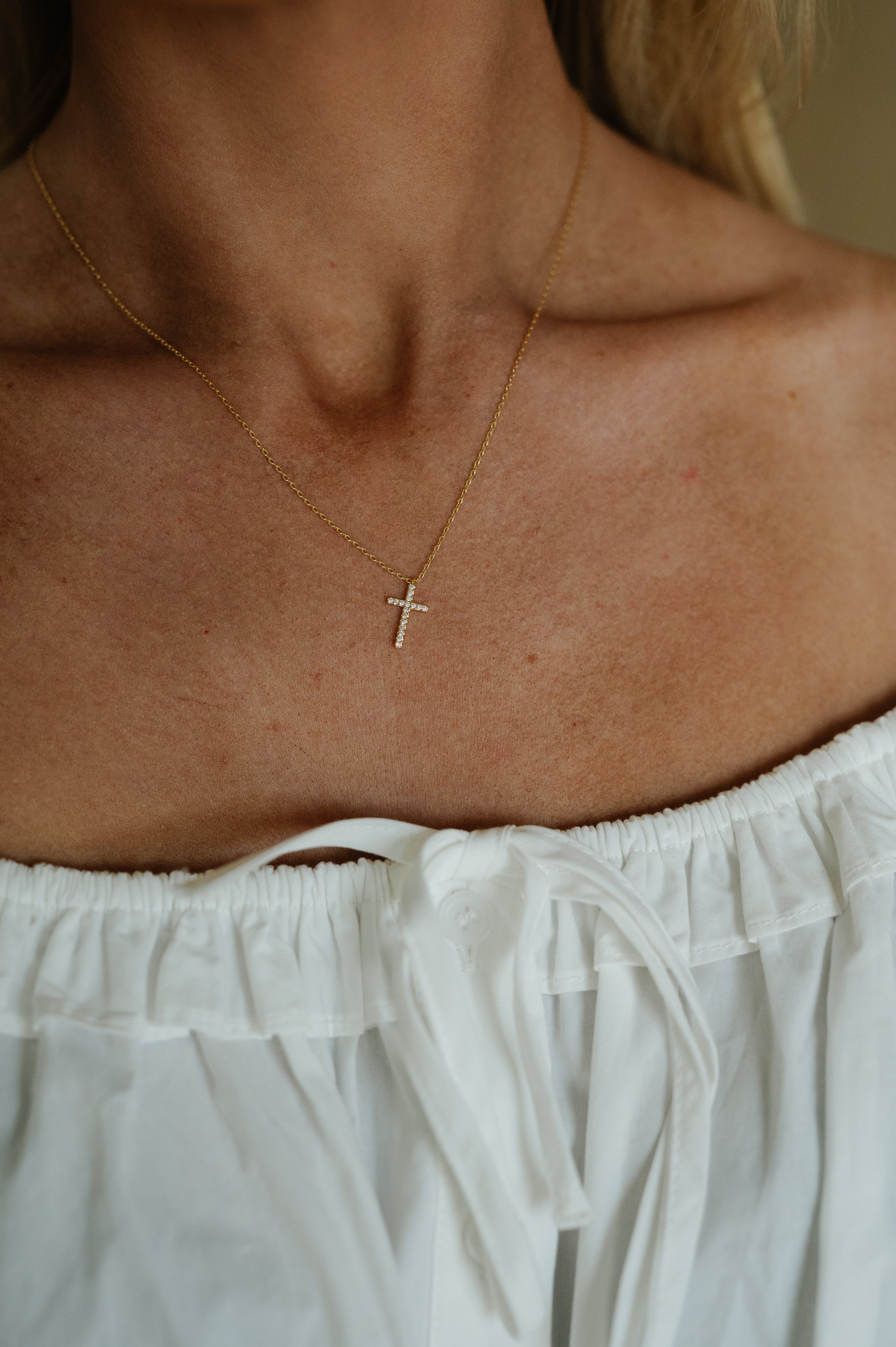 Pave Cross Pendant Necklace