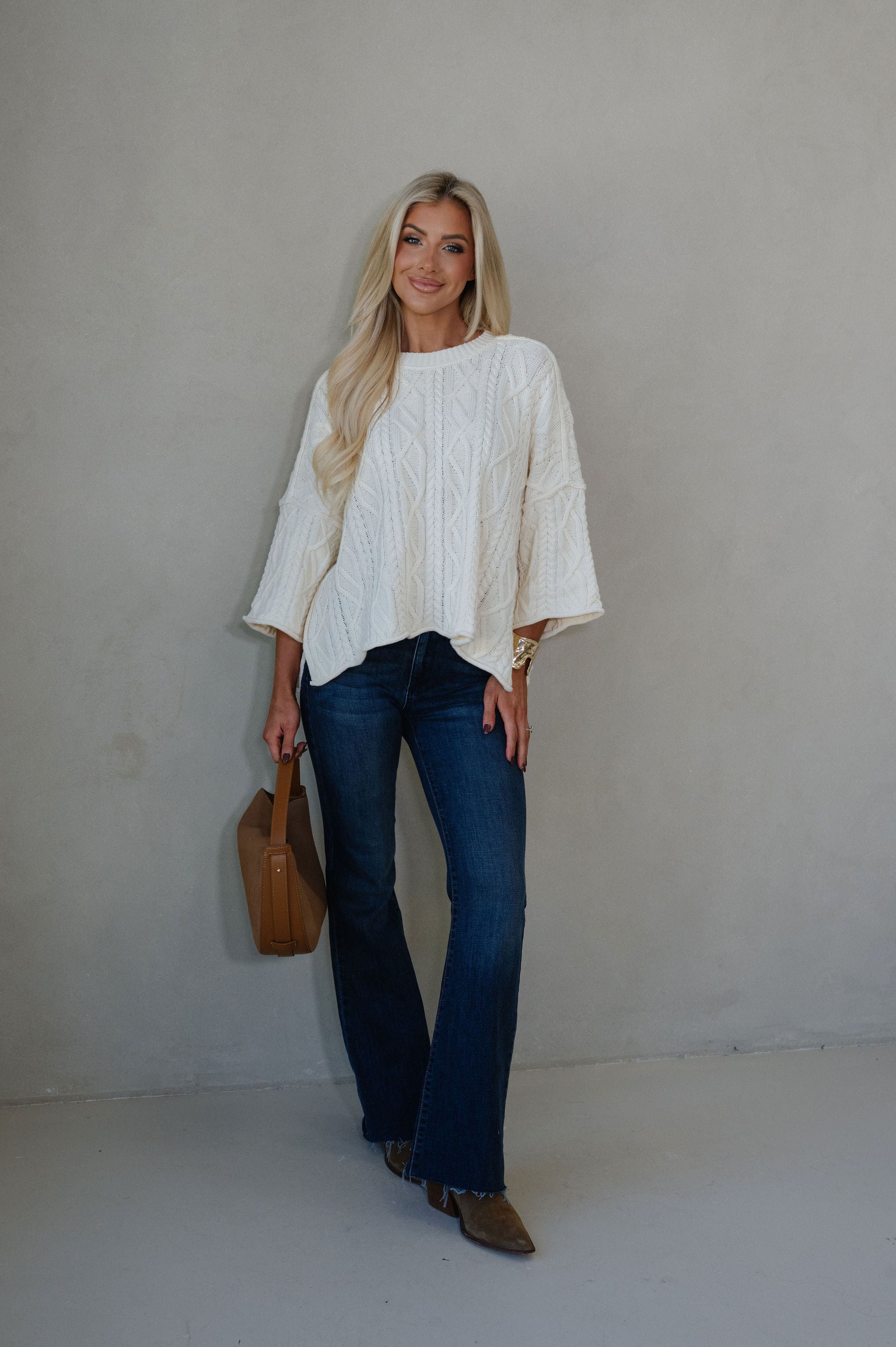 Campbell Bell Sleeve Sweater-Cream