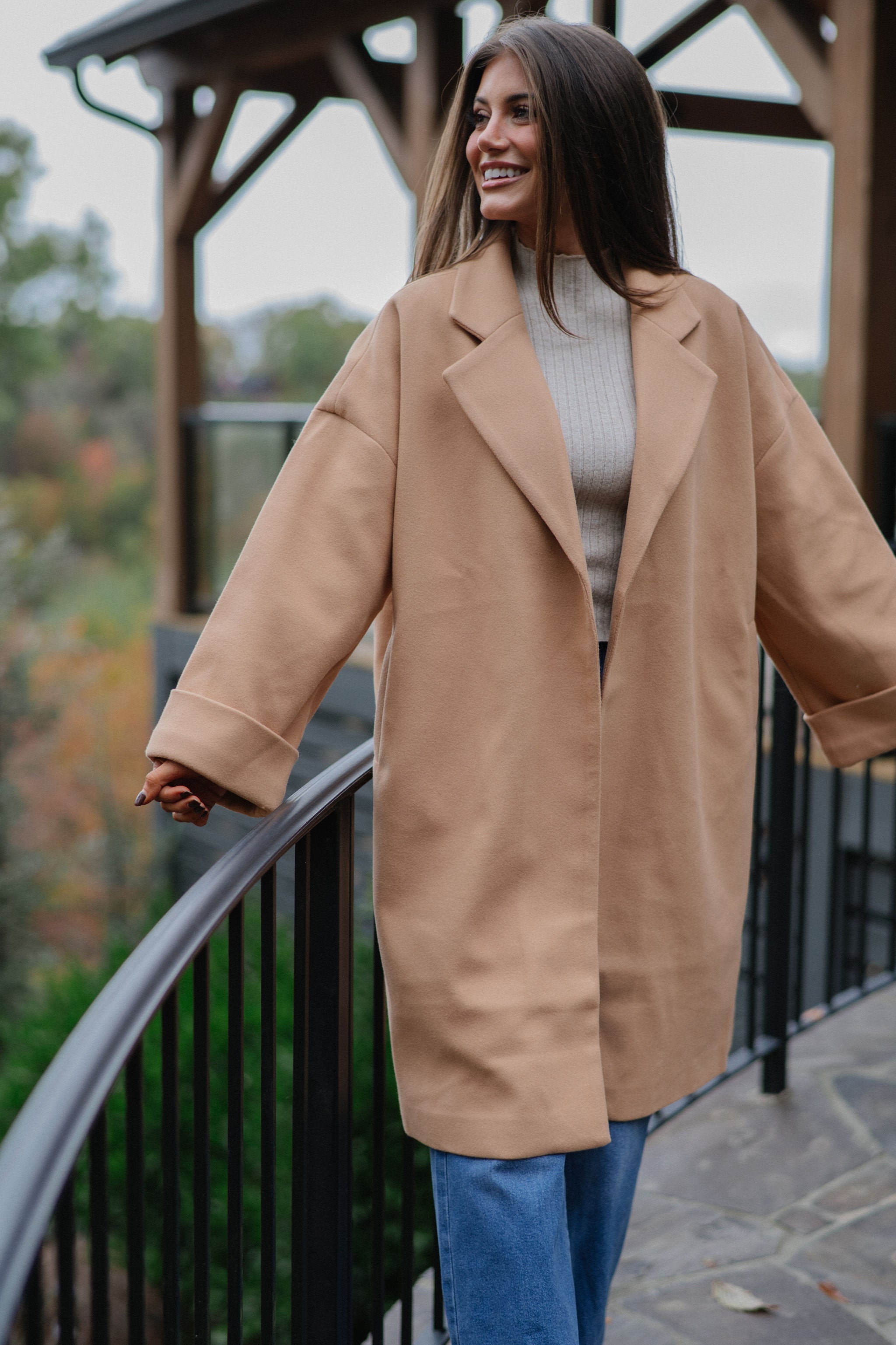 Oversized Pea Coat-Camel