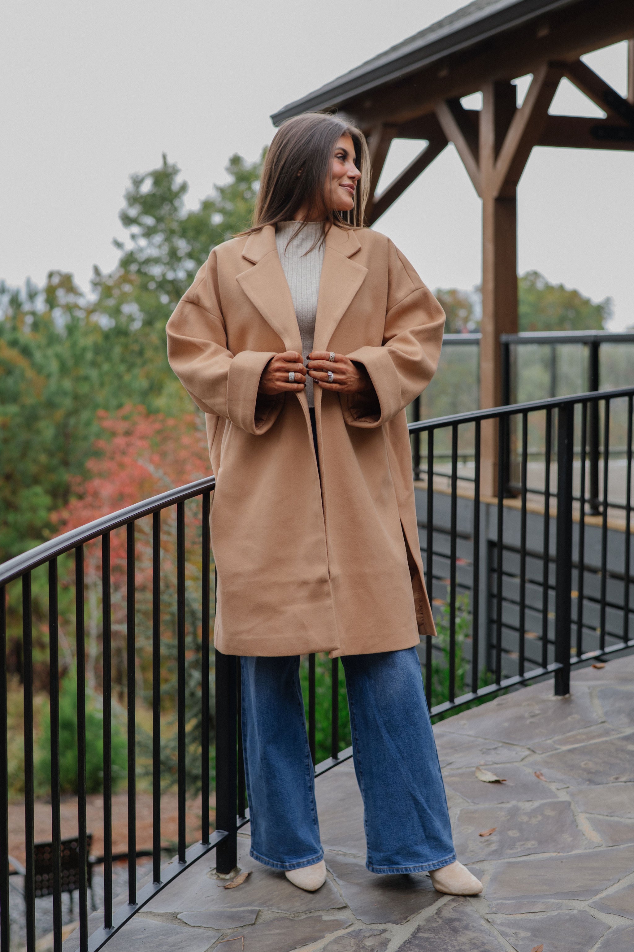 Oversized Pea Coat-Camel