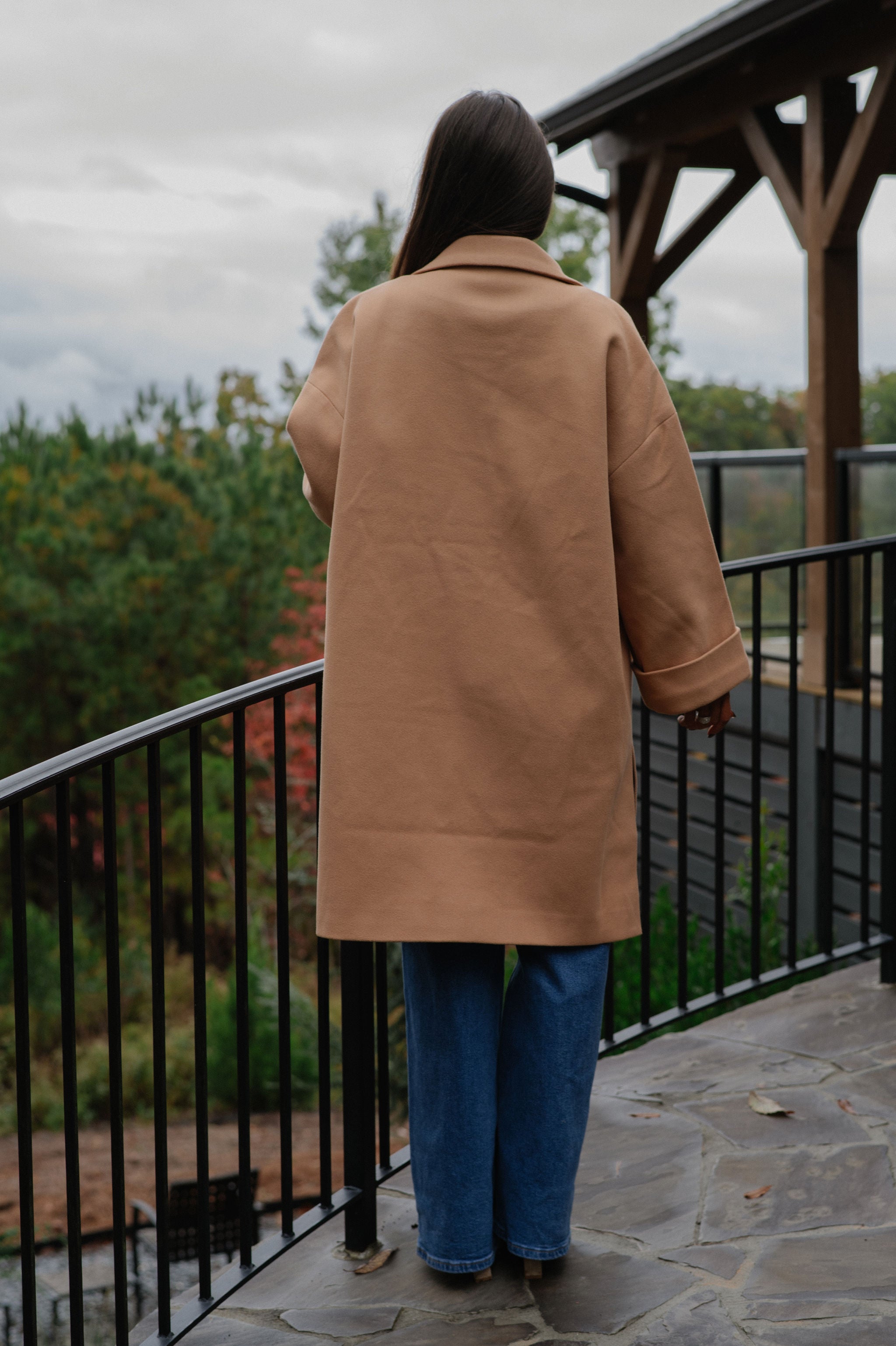 Oversized Pea Coat-Camel