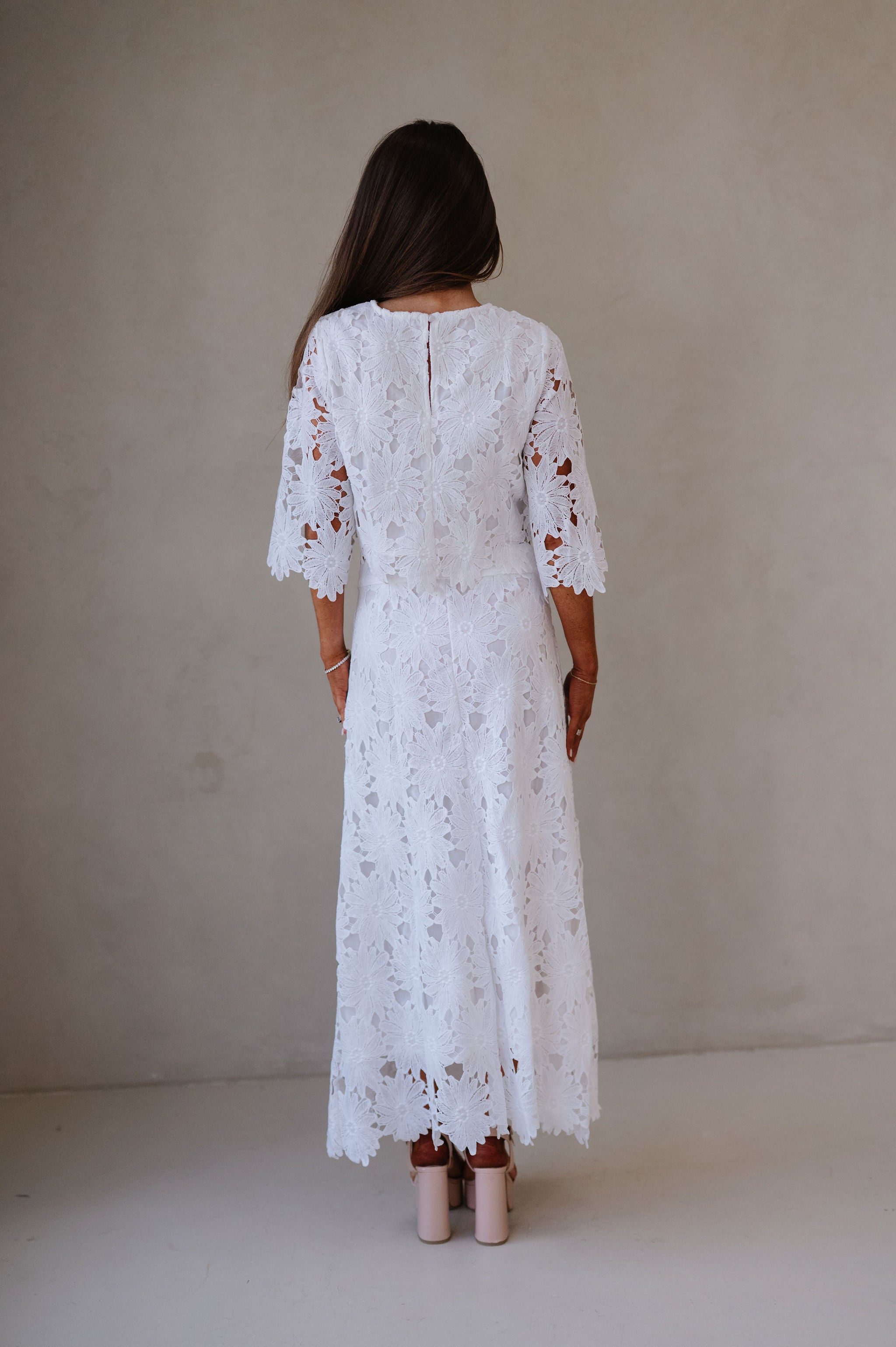 Ally Lace Maxi Skirt Set- White
