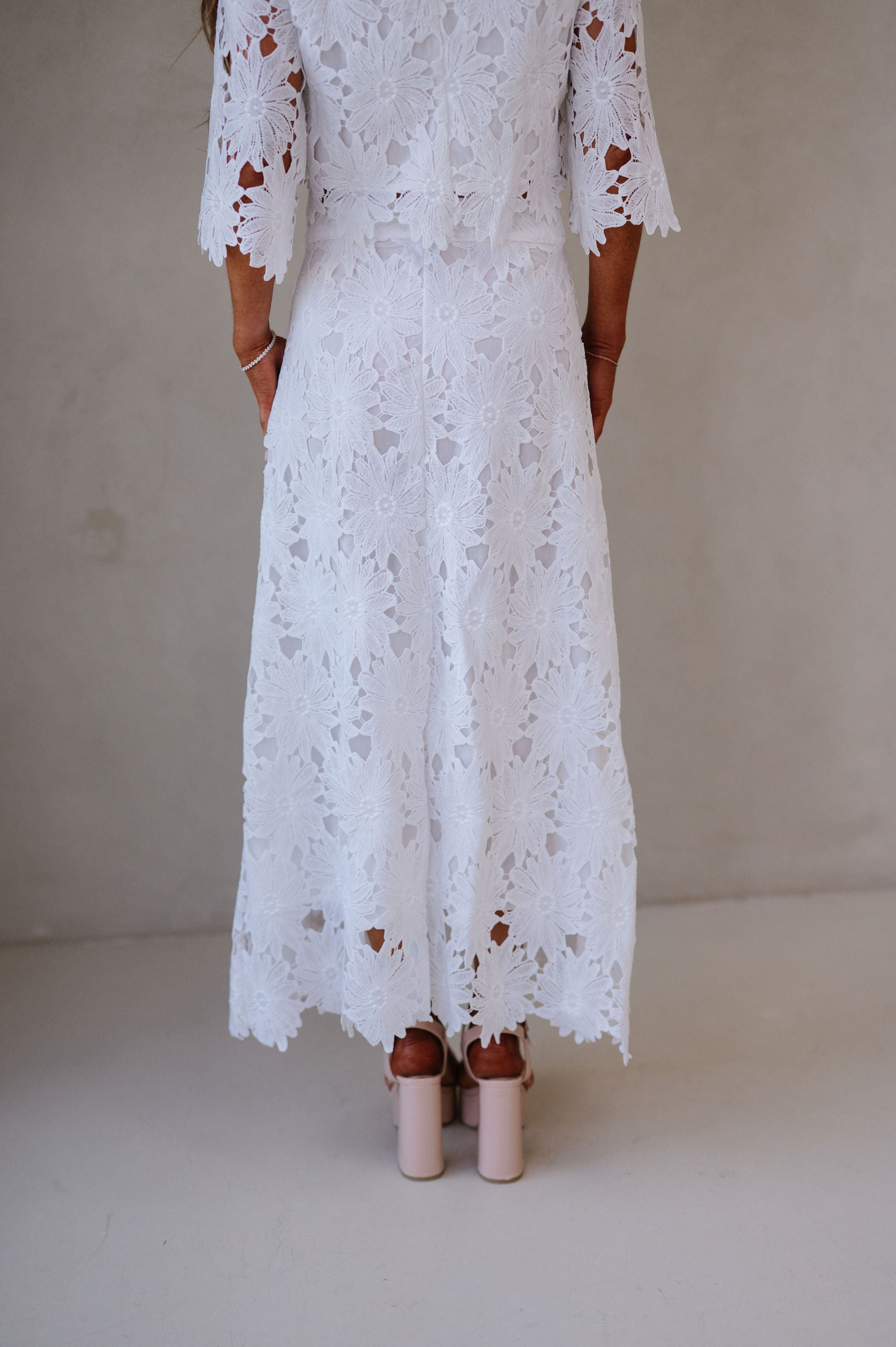 Ally Lace Maxi Skirt Set- White