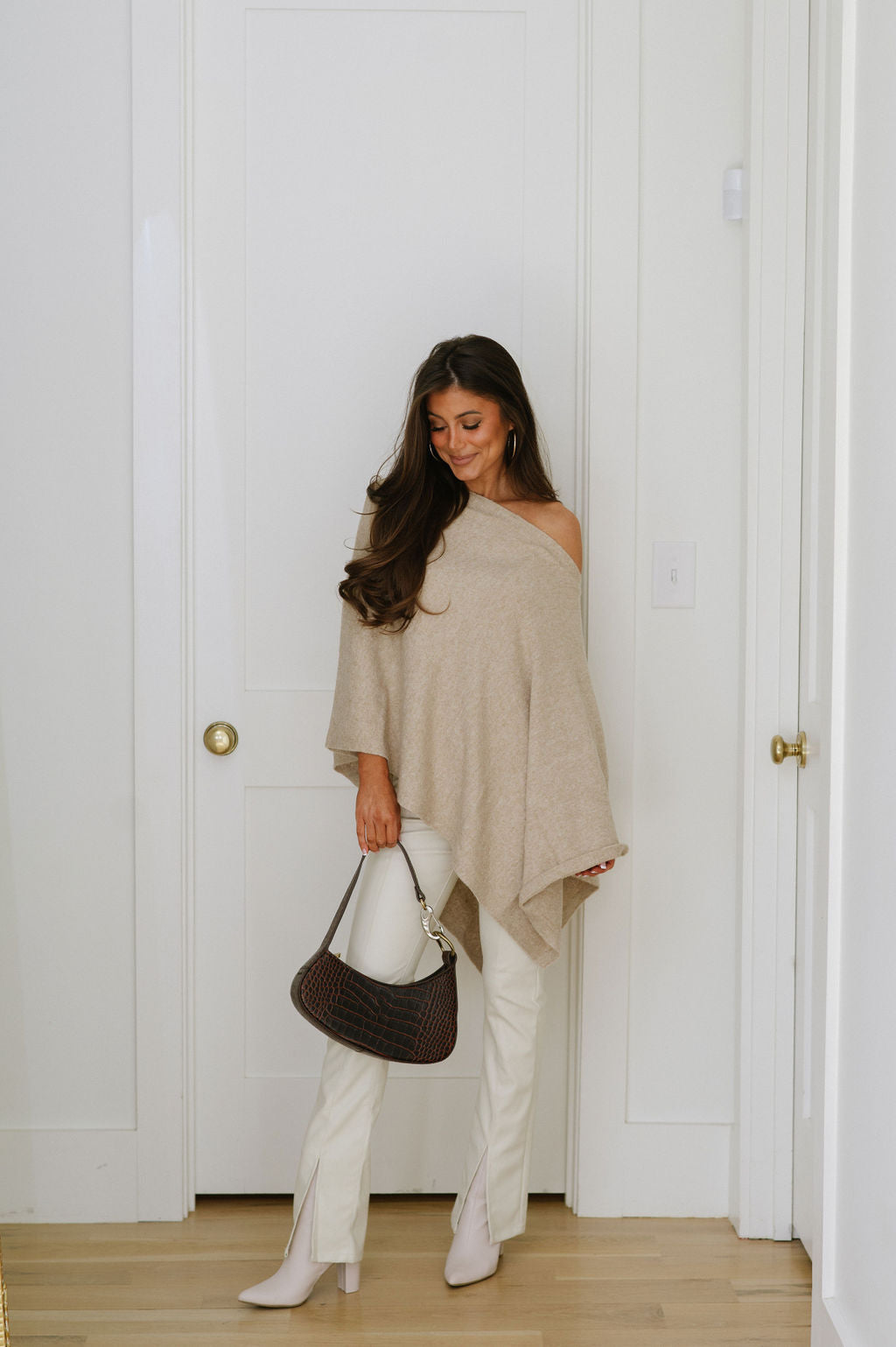 Asymmetrical Sweater Top-Beige