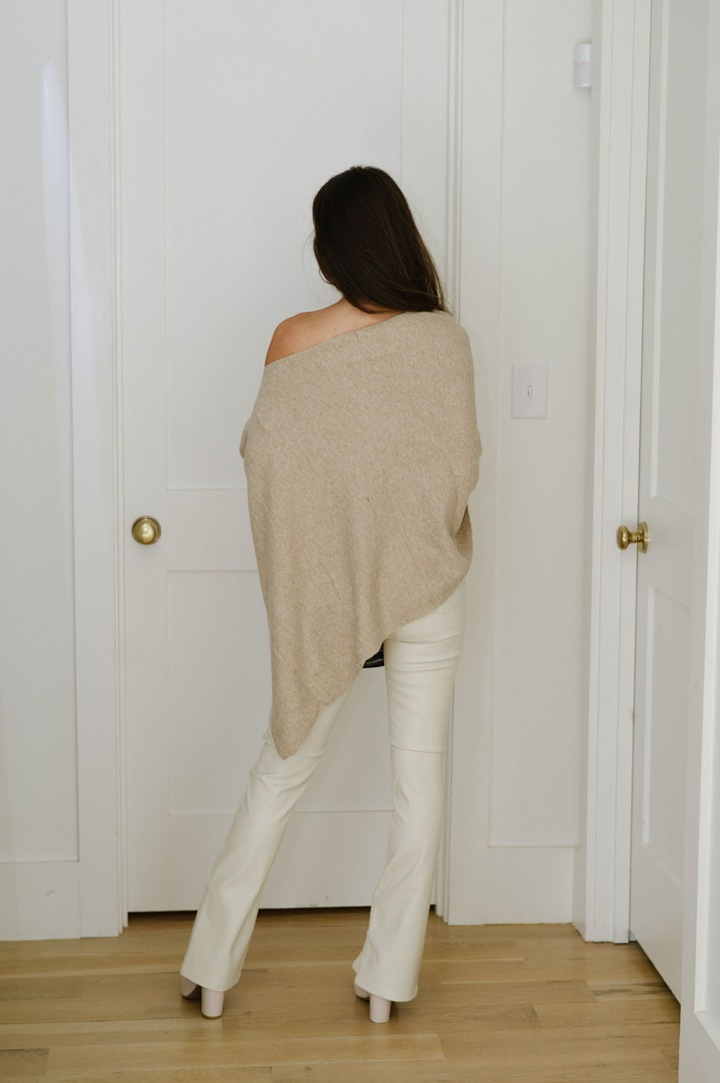 Asymmetrical Sweater Top-Beige