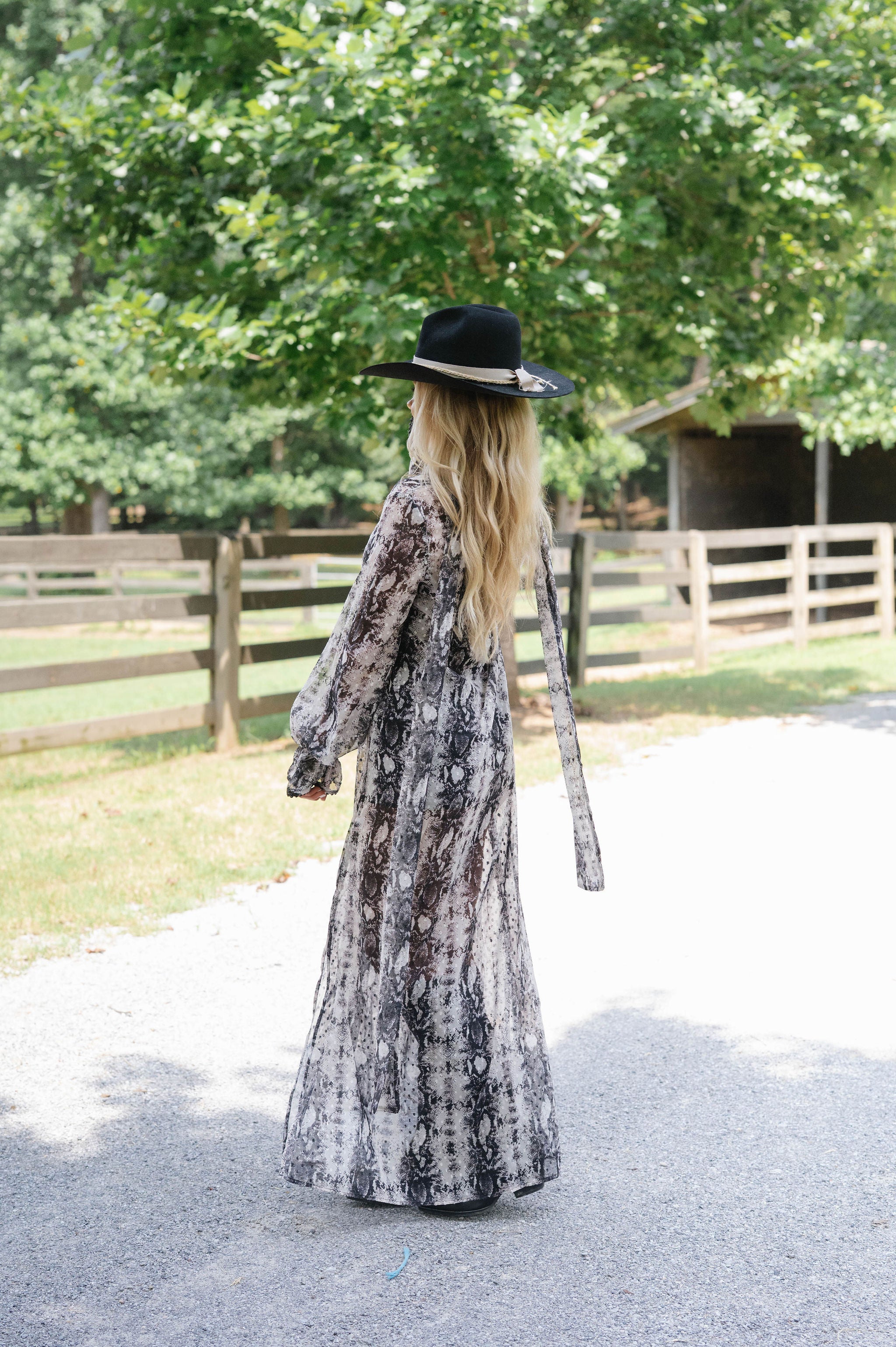 Snake Print Maxi Dress With Scarf