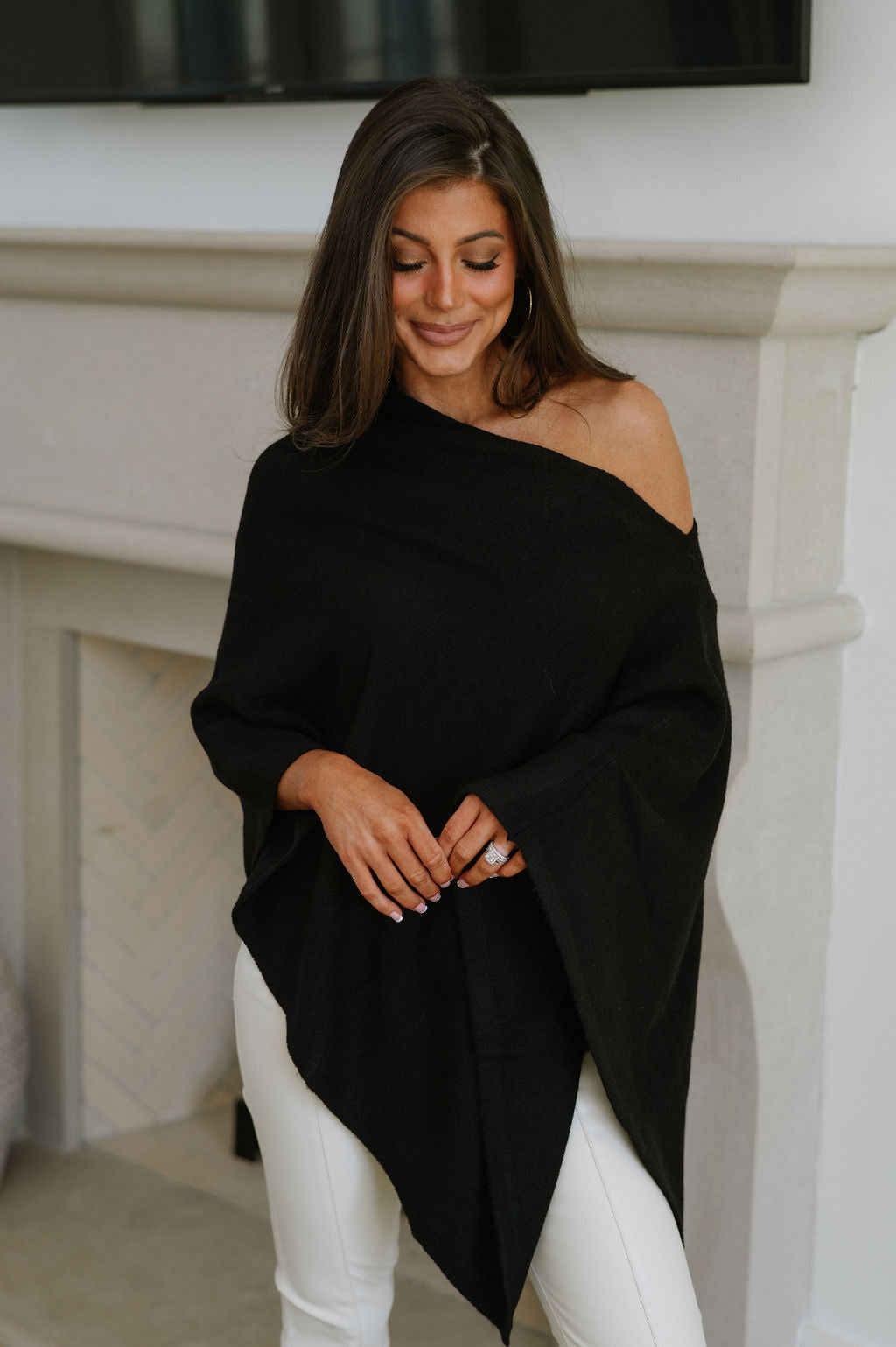 Asymmetrical Sweater Top-Black