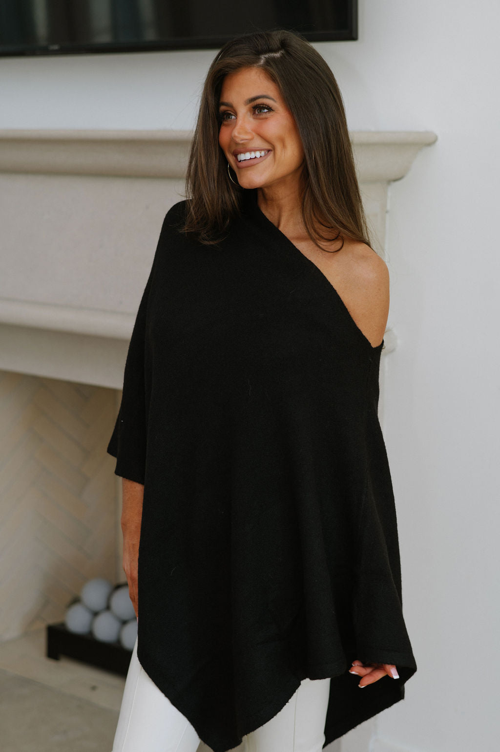 Asymmetrical Sweater Top-Black