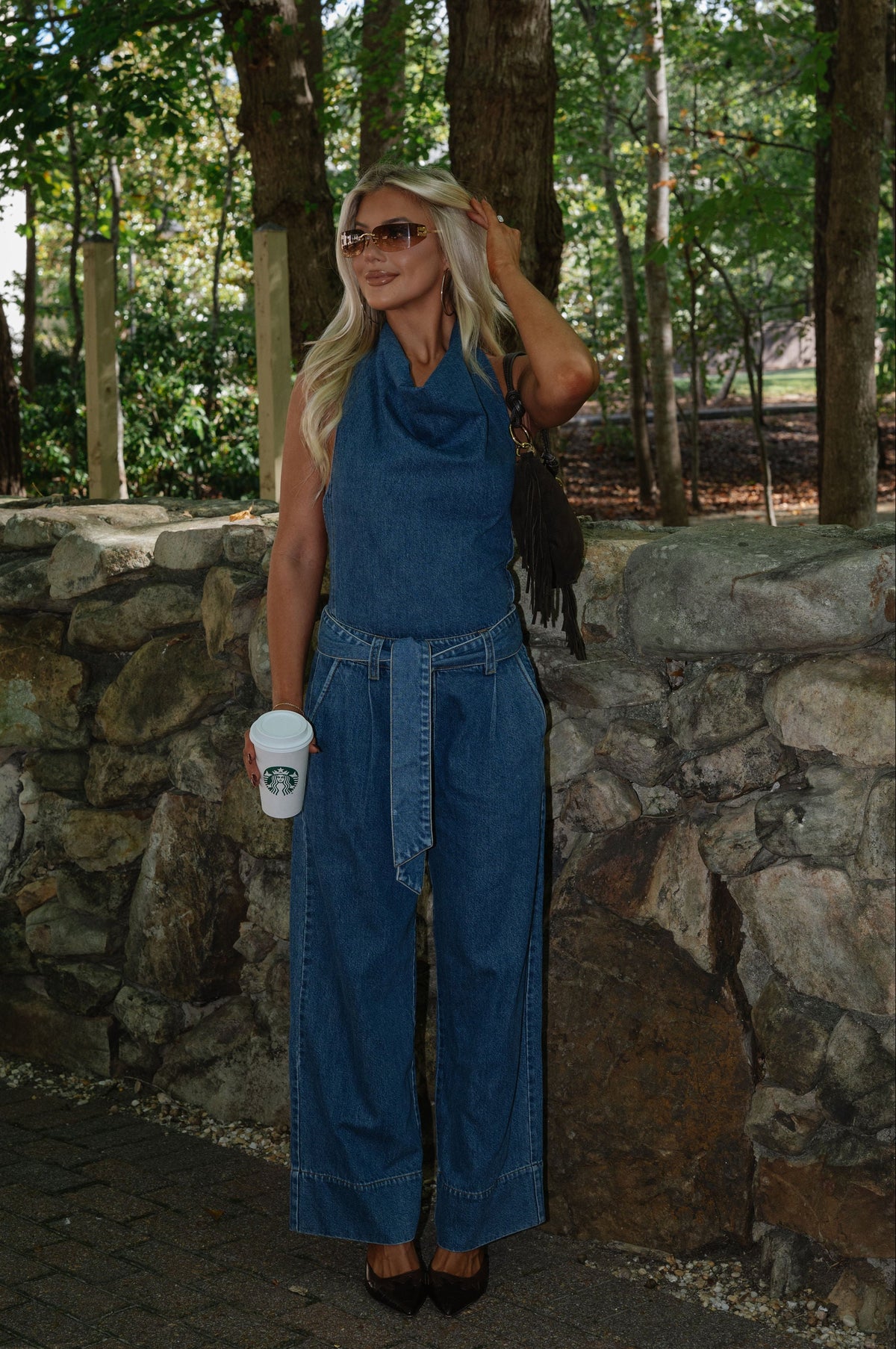 Sadie Halter Denim Jumpsuit
